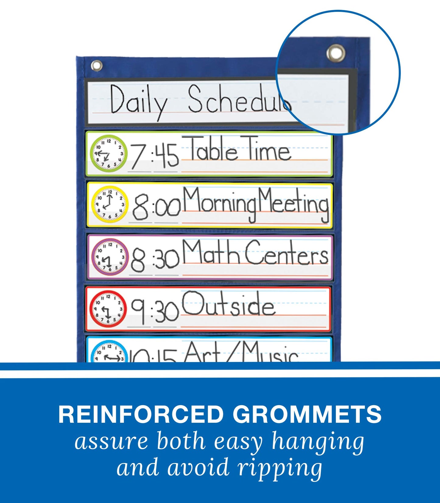 Carson Dellosa Daily Schedule Pocket Chart―Clock, Time, Subjects Scheduling Planner With Dry-Erase Cards, Classroom or Homeschool Learning (37.5" x 30")