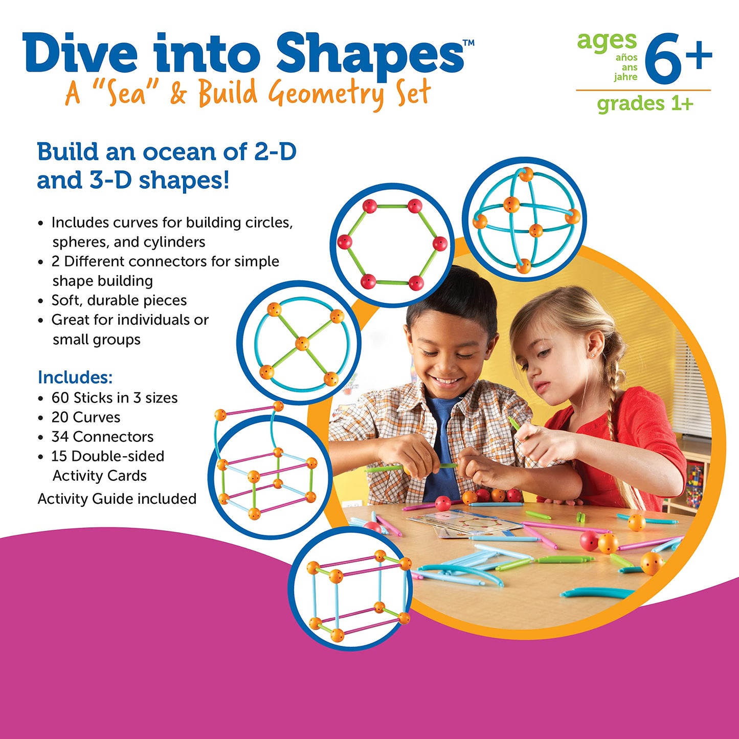Learning Resources Dive into Shapes! A Sea and Build Geometry Set - Math Manipulatives, 3d Classroom Must Haves, STEM Games, Fine Motor Skills, Science Experiments for Kids, Building Supplies