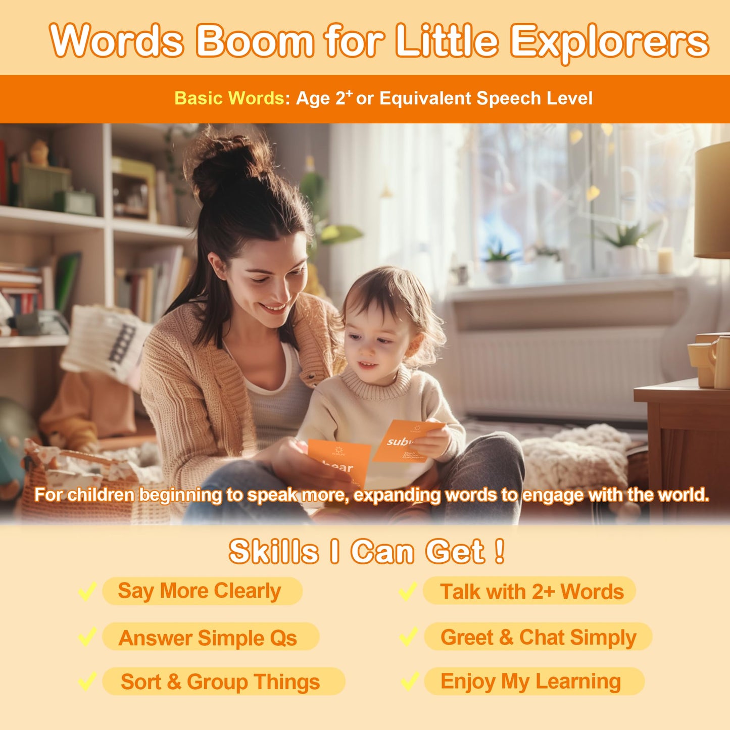 ALSOLIFE 80 Nouns Flash Cards for Toddlers 2-3, Key Vocabulary Flashcards, Sturdy & Durable Realistic Picture Cards for Speech Therapy, Autism Flash Cards for ABA Therapy and Special Education