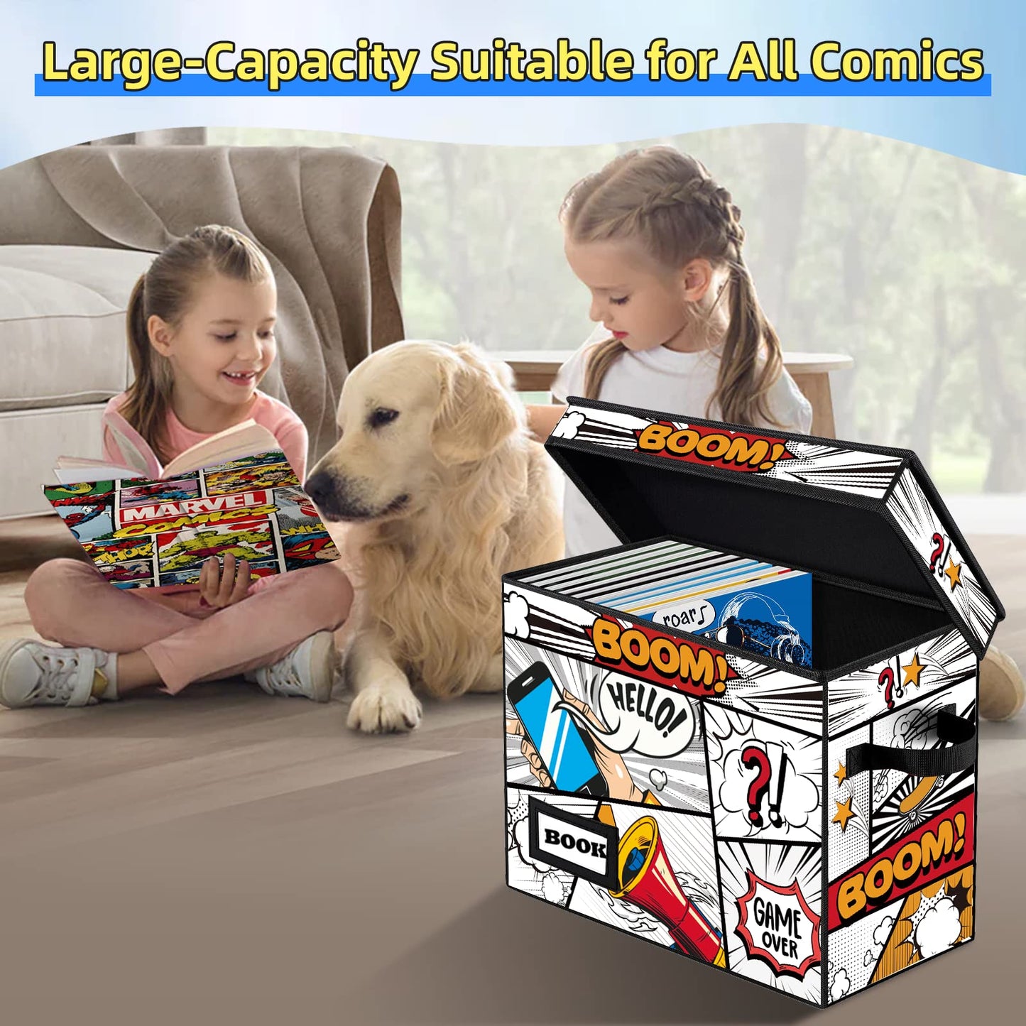 YNSZAS 10 Pack Collection Comic Book Storage Boxes, Protector Organizer 15.8" X 7.8" X 11.8" Collapsible Short Box Holds 160-180 Comic Book Heavy Duty Bin Container Holder Shelf