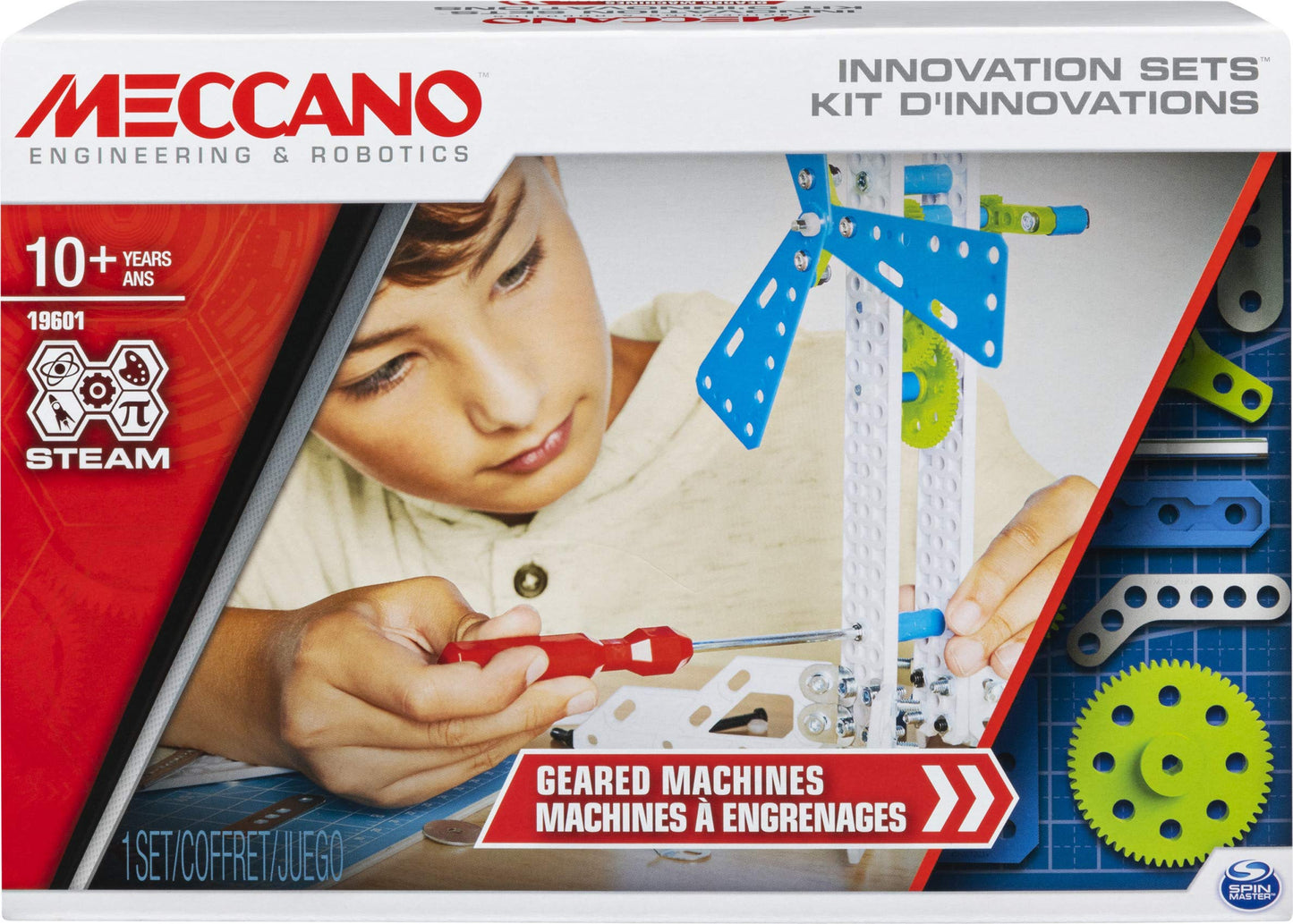 MECCANO, Geared Machines S.T.E.A.M. Building Kit with Moving Parts, for Ages 10 and Up