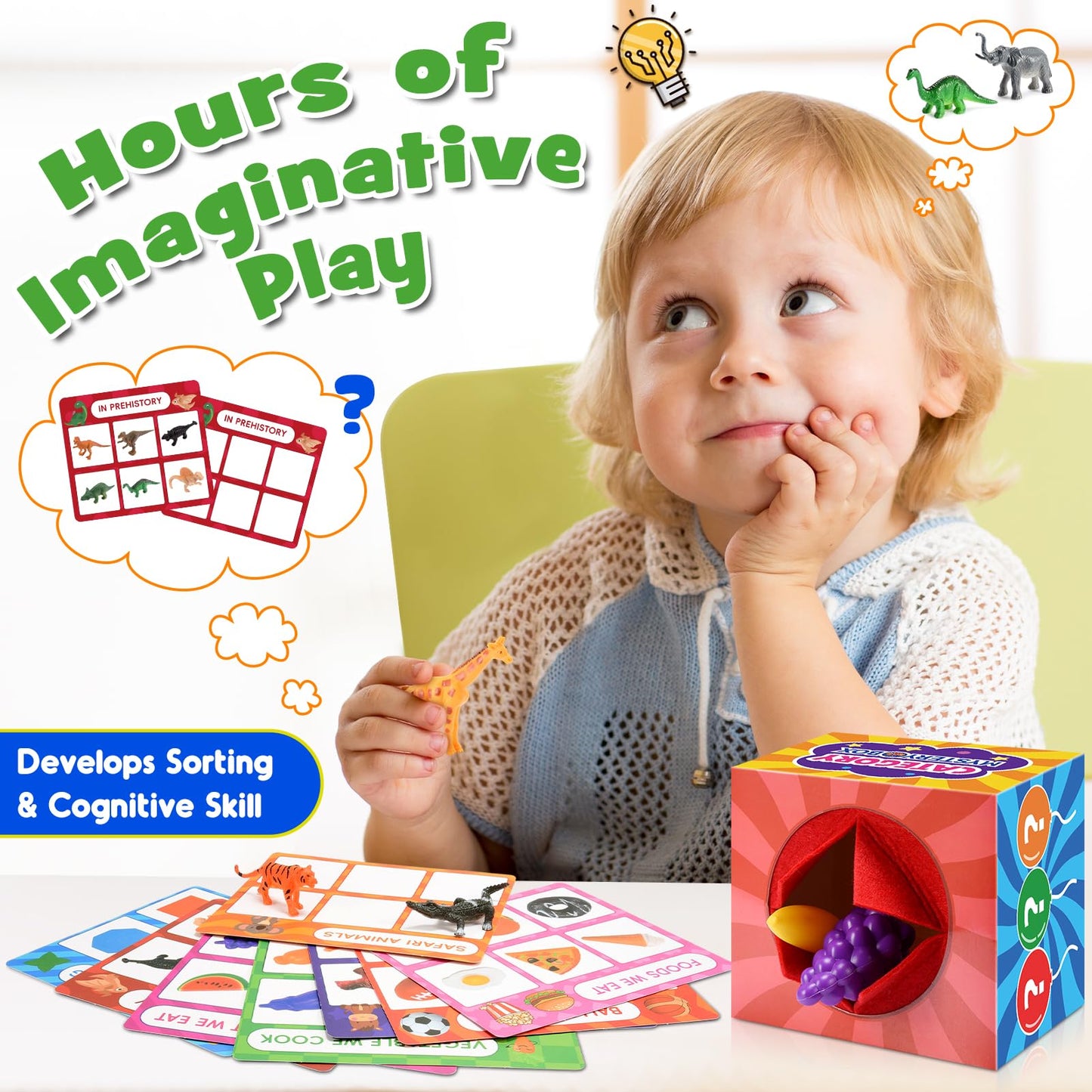 Montessori Sensory Toys for 2-6 Year Olds | 58-Piece Learning & Sorting Games with Mystery Box | Preschool Activities & Speech Therapy Gifts | Easter Basket Stuffers, Birthday Gifts for Boys & Girls