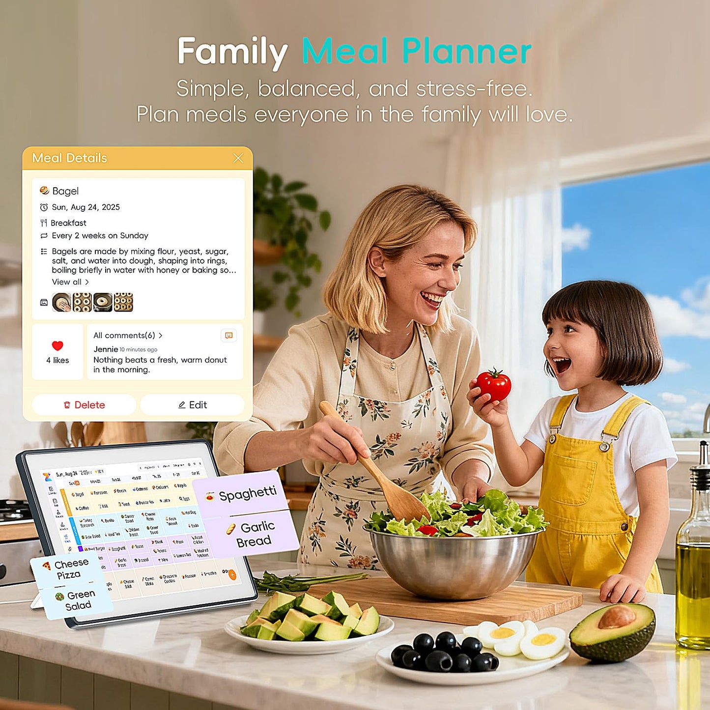 Westsee 15.6" Digital Wall Calendar Frame – Interactive Touchscreen Eletronic Calendars, Smart Family Planner for Schedule, Photo Display, Meals, Chore Chart & Tasks, Wall & Desk Mountable (Dark Gray)