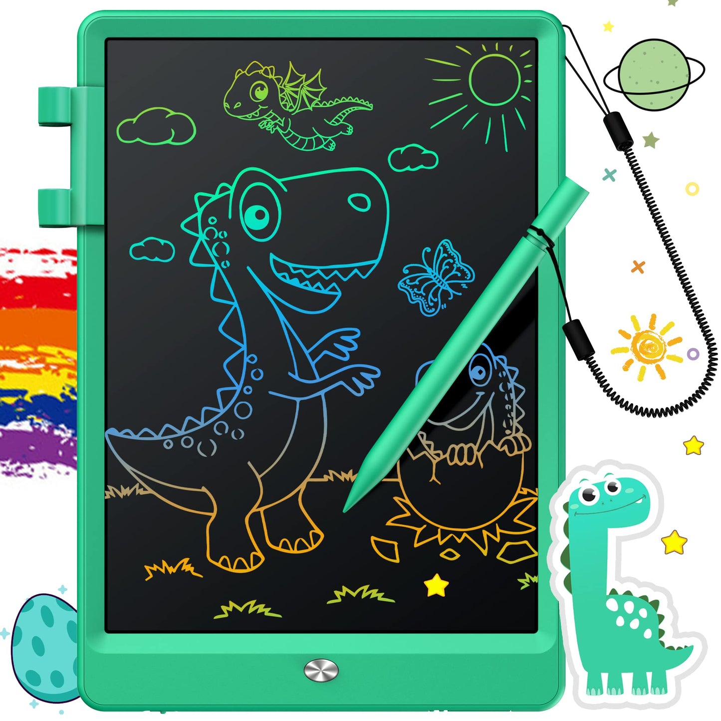 FLUESTON LCD Writing Tablet, Doodle Board Gifts for 3-8 Year Old Girls Boys, 10 Inch Colorful Electronic Board Drawing Pad for Toddlers, Christmas Birthday Gifts for Kids，Erase Lock Writing Board