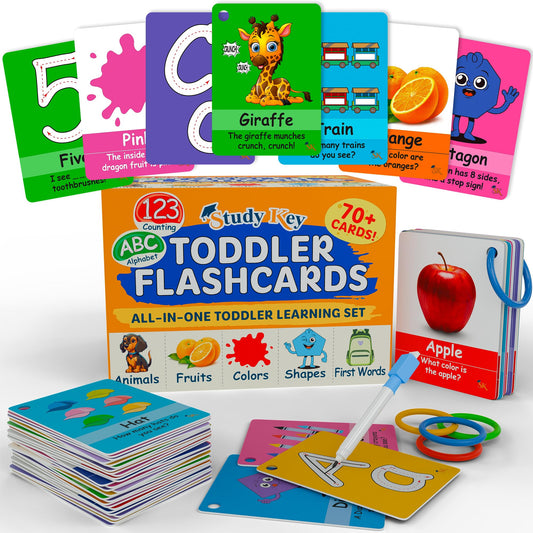 STUDYKEY ABC Flash Cards for Toddlers 1-3–First Words, Alphabet Flashcards, Animal, Color, Number, Shape, Large phonics baby Learning Cards for Toddler 1-3 Montessori style Preschool, Kindergarten toy
