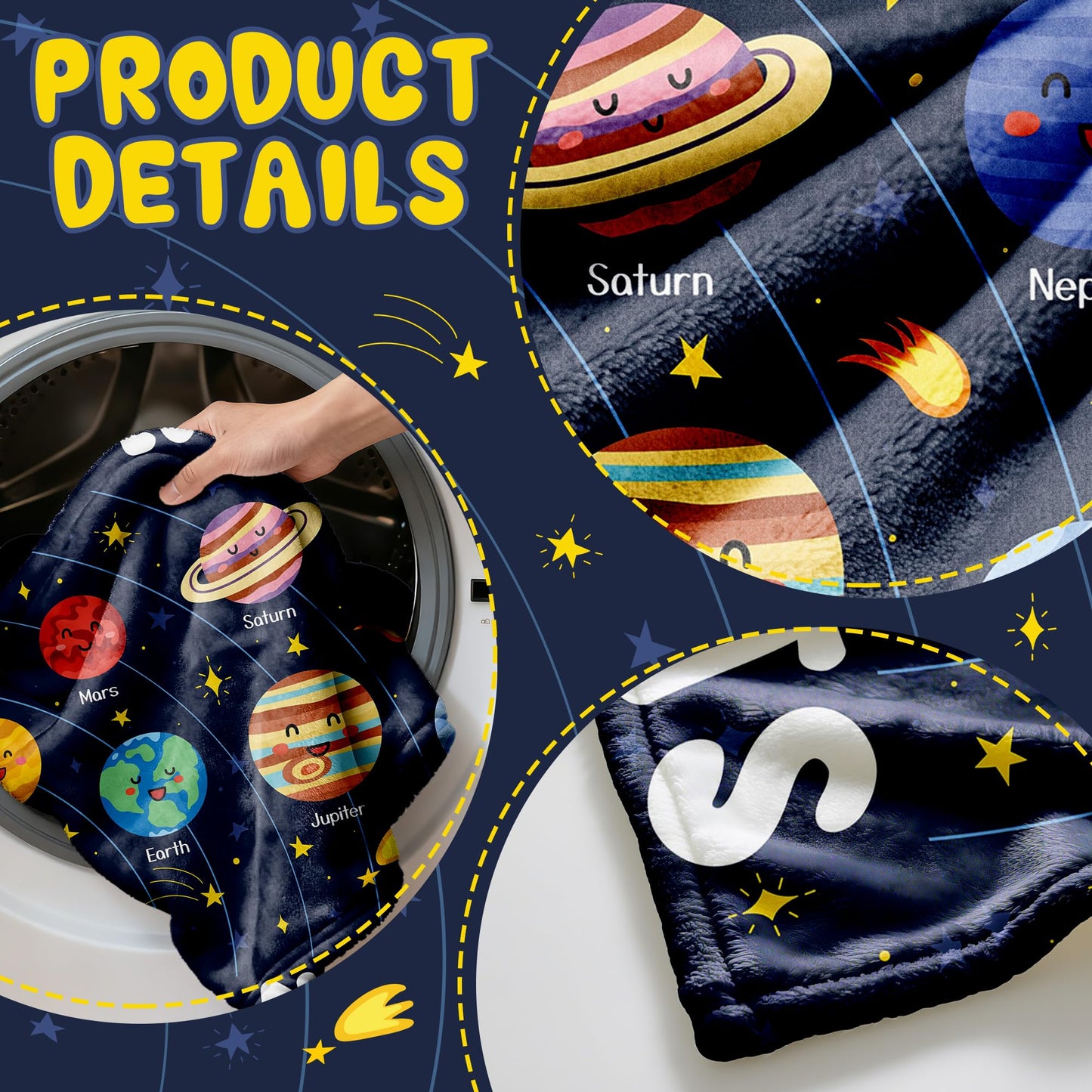 ARTBLANKET Just A Boy Who Loves Planets Solar System Space Throw Blanket Fannel Fleece Super Soft Funny Blanket Travel Throw Blanket for Bed Couch Sofa 40 x 30 Inch for Baby