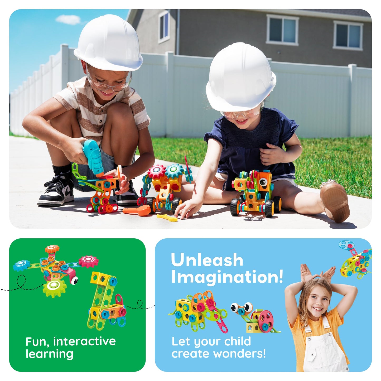 PicassoTiles STEM Learning Toys 250 Piece Building Block Kids Construction Engineering Kit Toy Blocks Children Early Education Playset w/Free IdeaBook, Power Drill, Clickable Ratchet, Age 3+ PTN250
