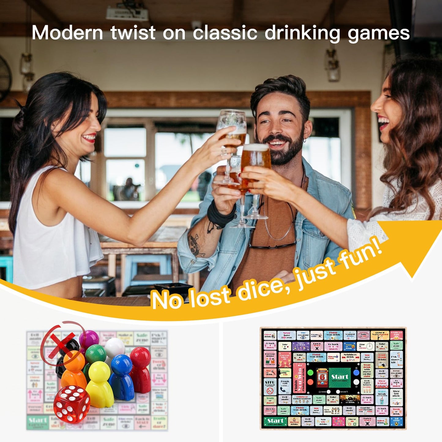 Electronic Drinking Games for Adults, Automatic Board Game for Adults Party with Screen & Music, 2–4 Players Interactive Bar & Party Drinking Board Games, Age 21+