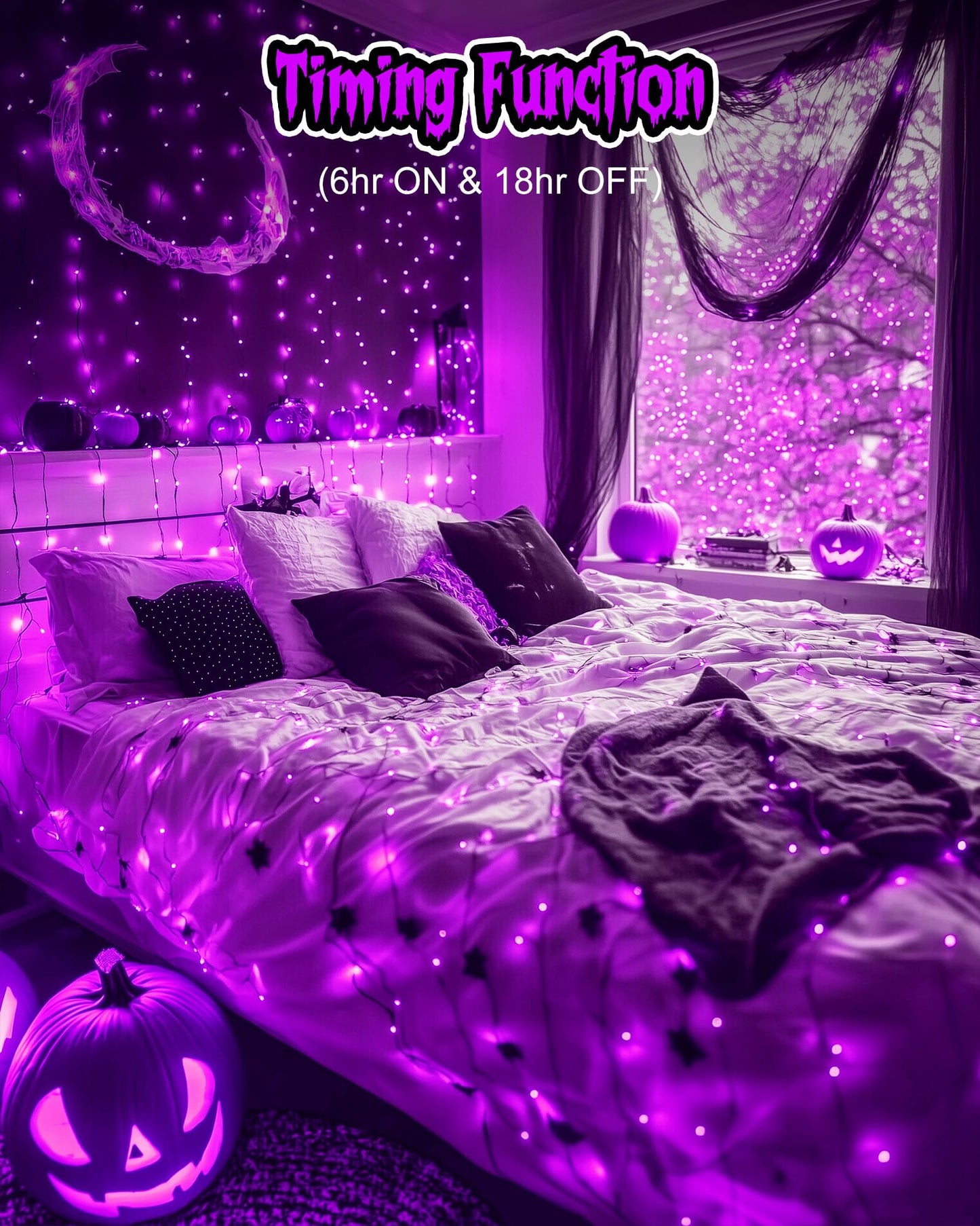Minetom Halloween Fairy Lights - 20 LED Battery Operated String Lights, 7 FT, Purple, 5 Pack, Indoor Decoration