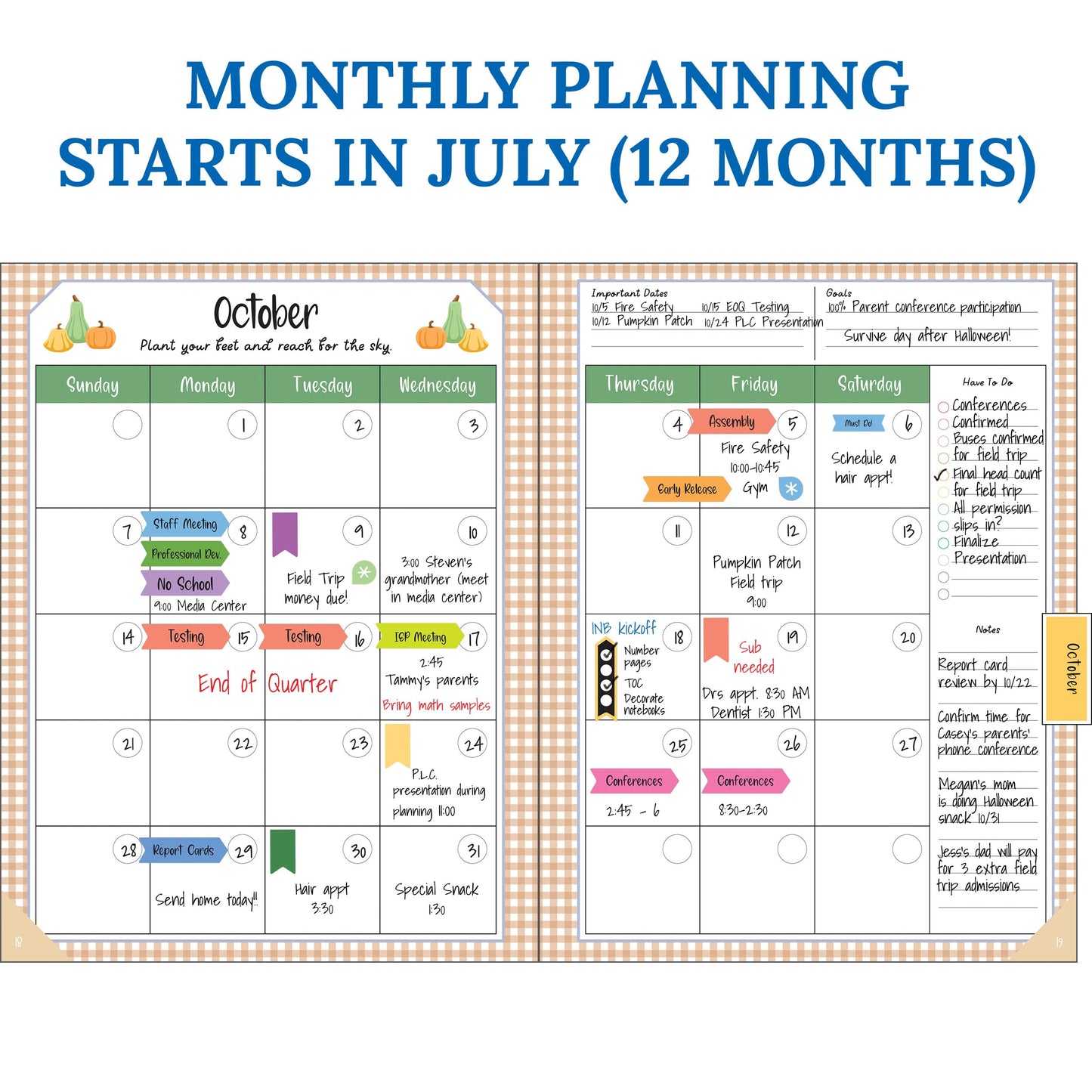 Carson Dellosa Education Teachers Plant Seeds That Grow Together 128-Page Teacher Planner, Undated 8"x11" Lesson Plan Farmers Market Themed Book With Stickers, Class Schedule, Weekly Calendar, Classroom Must Haves, Homeschool Essentials, School Supplies