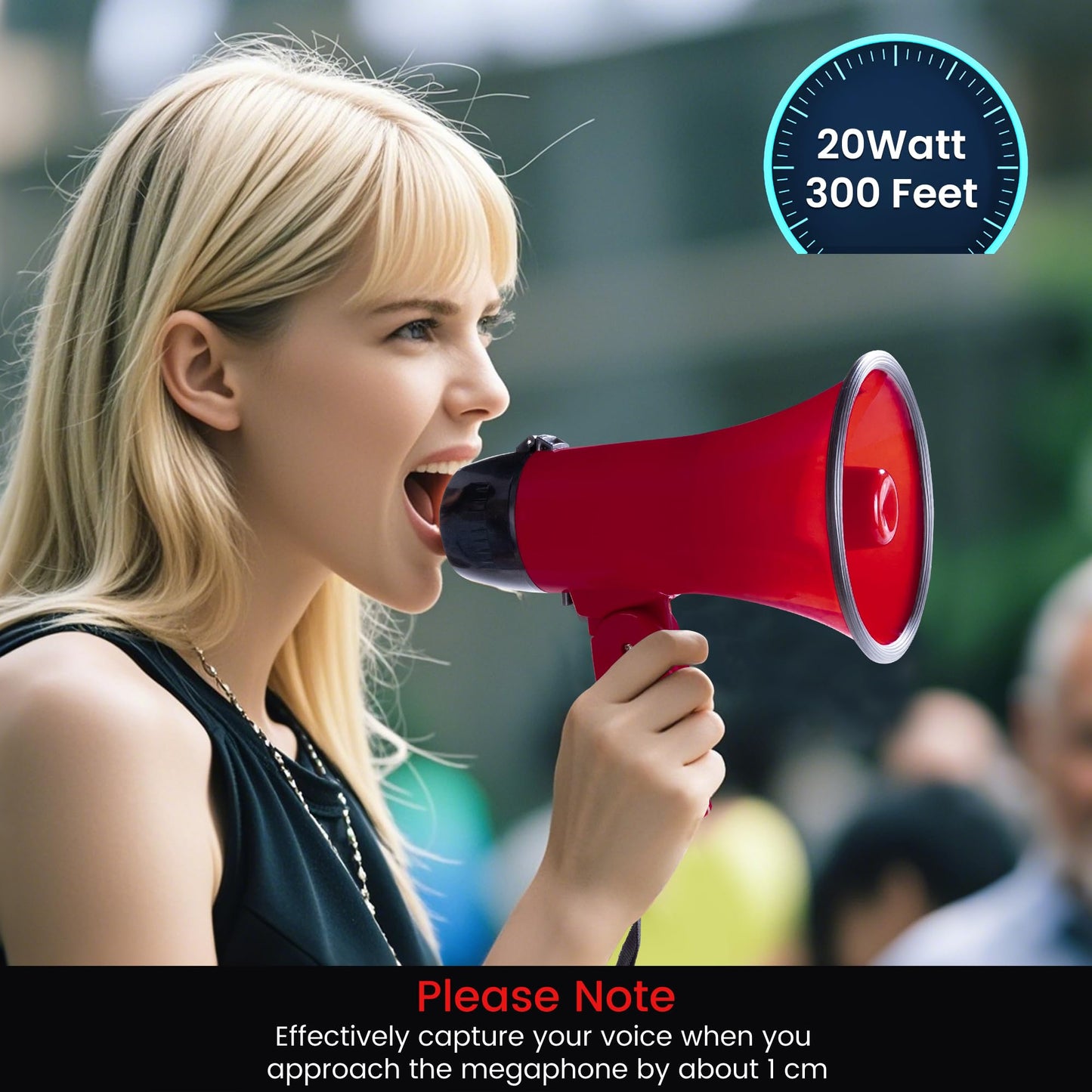 MyMealivos 20W Megaphone Bullhorn, Built in Siren & 240s Recording, 5.4"×8.6" Portable Megaphone with Volume Control Cover Up to 300 feet+ for Indoor and Outdoor Activities(Red)