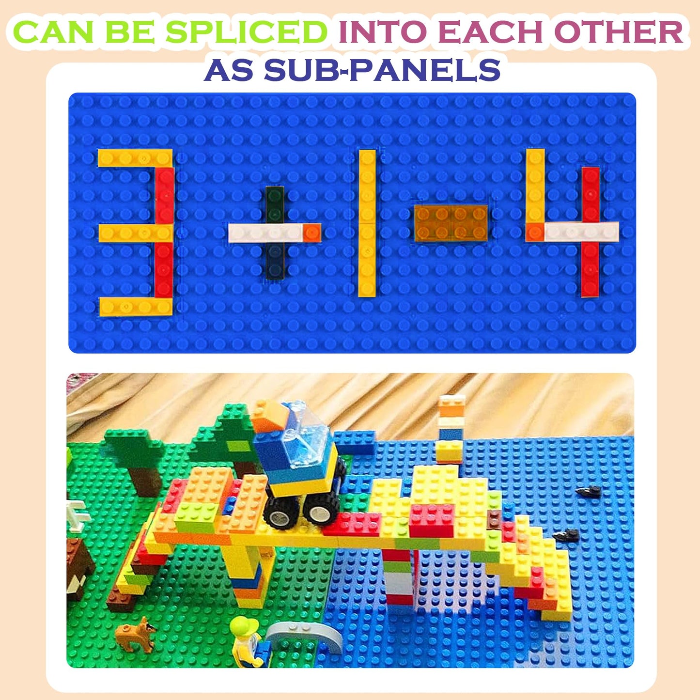 EKIND 6 PCS Classic 5" x 10" Building Baseplates, Compatible with Major Brands Toy Bricks, Encourage Logic & Creativity Through Play, Ideal STEM Activities for Children (Green)