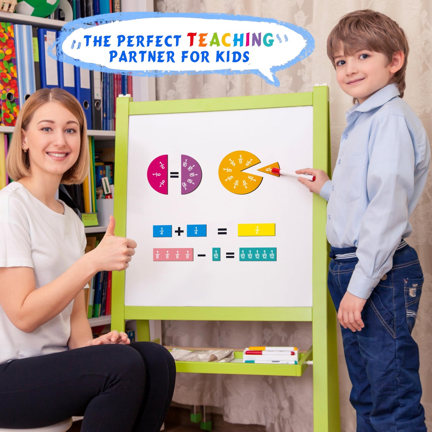 168PCS Magnetic Fraction Tiles Circles, Magnetic Fraction Educational Puzzle for Kids, Fraction Manipulatives Class Set for Elementary School Early Math Skills