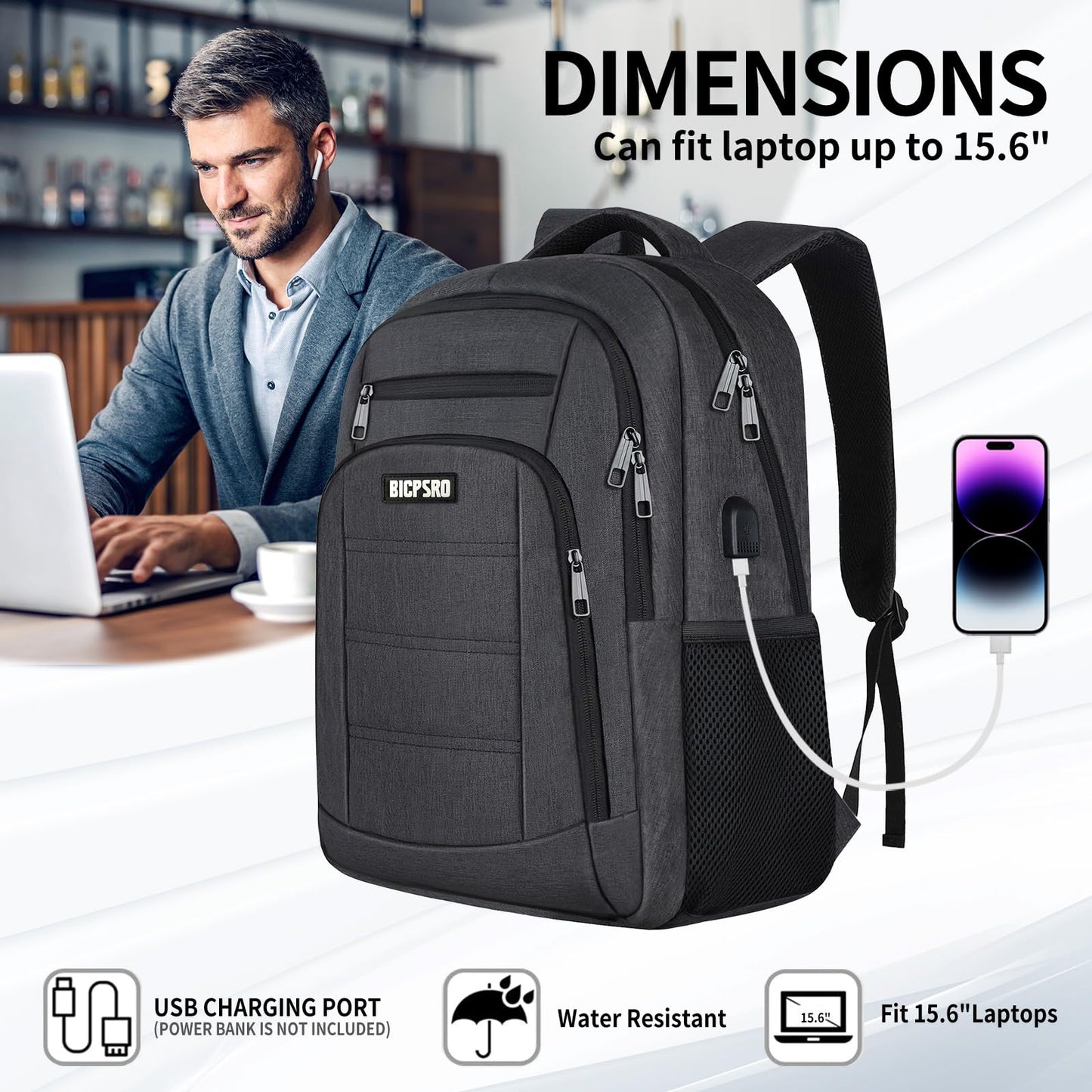 Backpack for School, School Backpack for Boys Girls Teens , Backpacks for Men, Back Pack, Water Resistant College High Middle School Bookbag,Book Bag, Black mochilas escolares para adolescentes