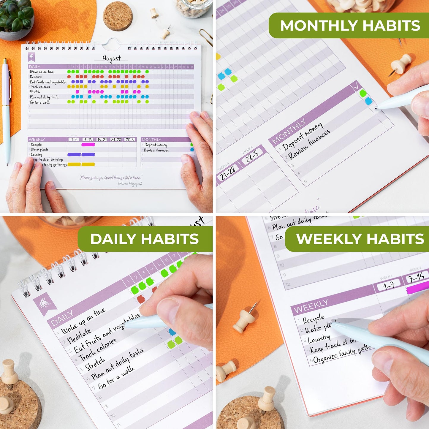 Clever Fox Habit Tracker Calendar – Inspirational Goal Tracker and Habit Calendar for Atomic Habits – Colorful Habit & Goal Planner Journal to Boost Productivity – 24 Months, 10″ x 8″ (Pink)