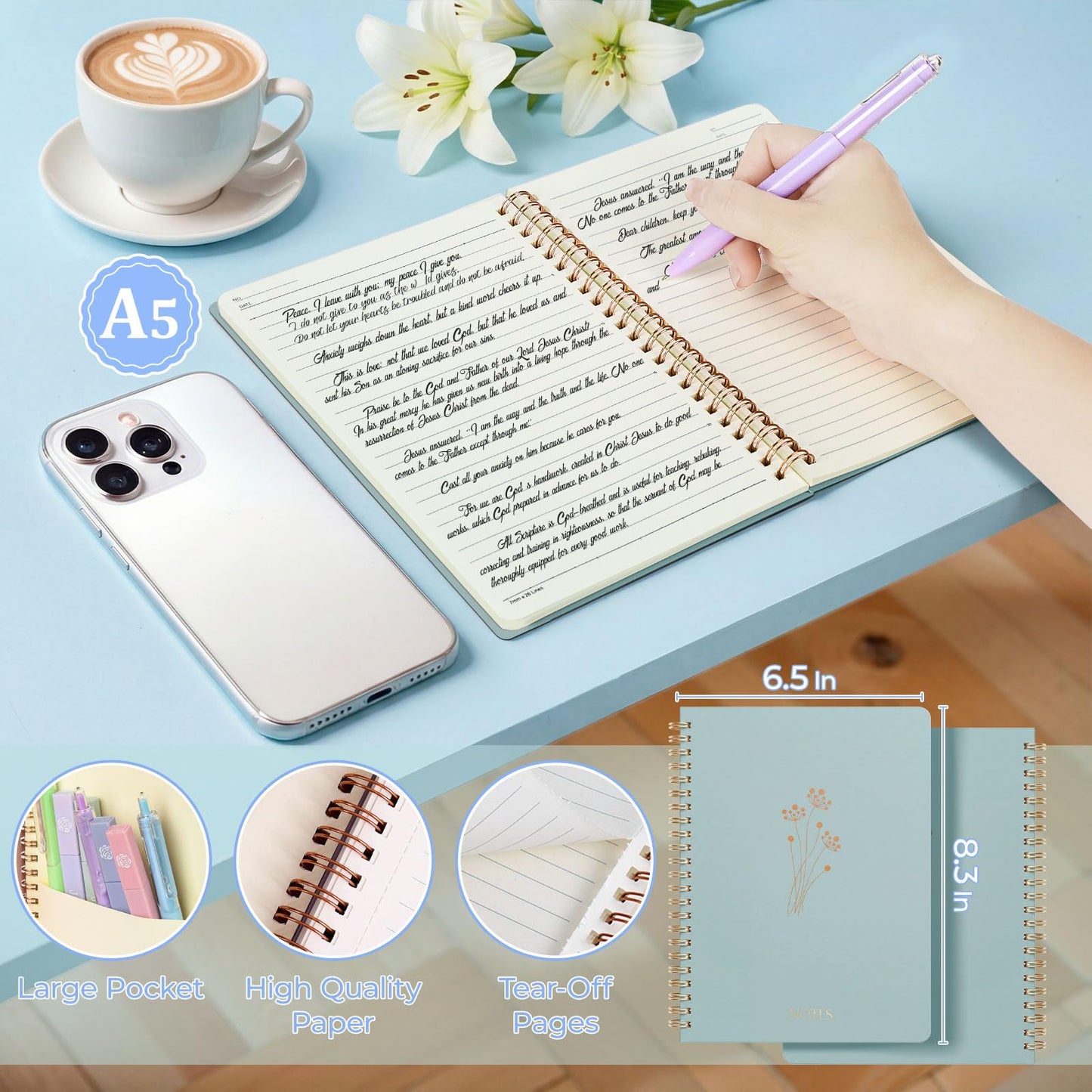 WOBAGMEN 76PCS Bible Study Supplies Kit for Women, Journaling Set with No Bleed Highlighters, Laminated Bible Tabs,Notebook, Quilted Pencil Case, Bible Accessories Set Beginner Christian Gifts