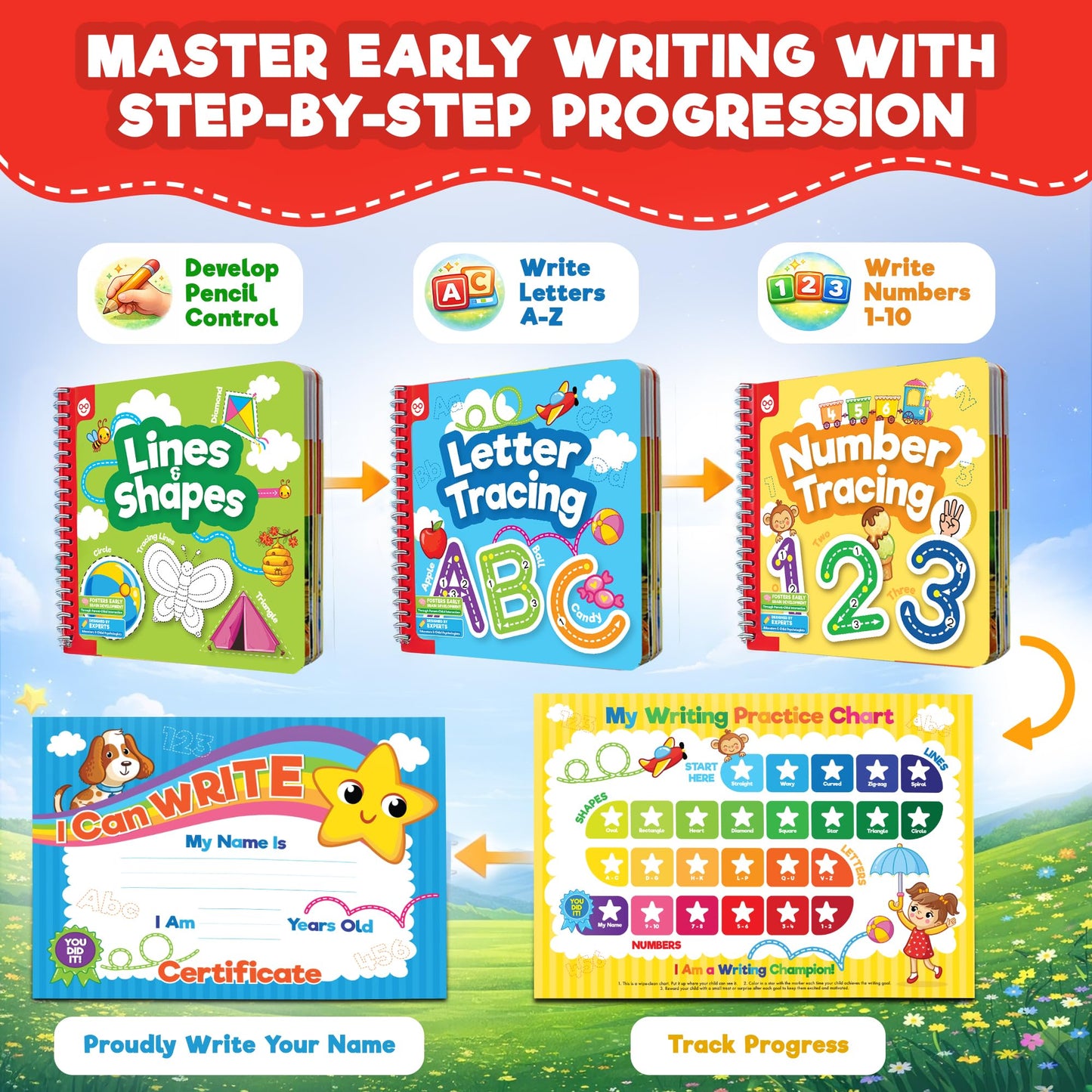 Doctor Jupiter Preschool Tracing Books for Toddlers, 3+ Year Old Kids — Learning Activity Books, Educational Toys, 100+ Wipe Clean Preschool & Kindergarten Activities