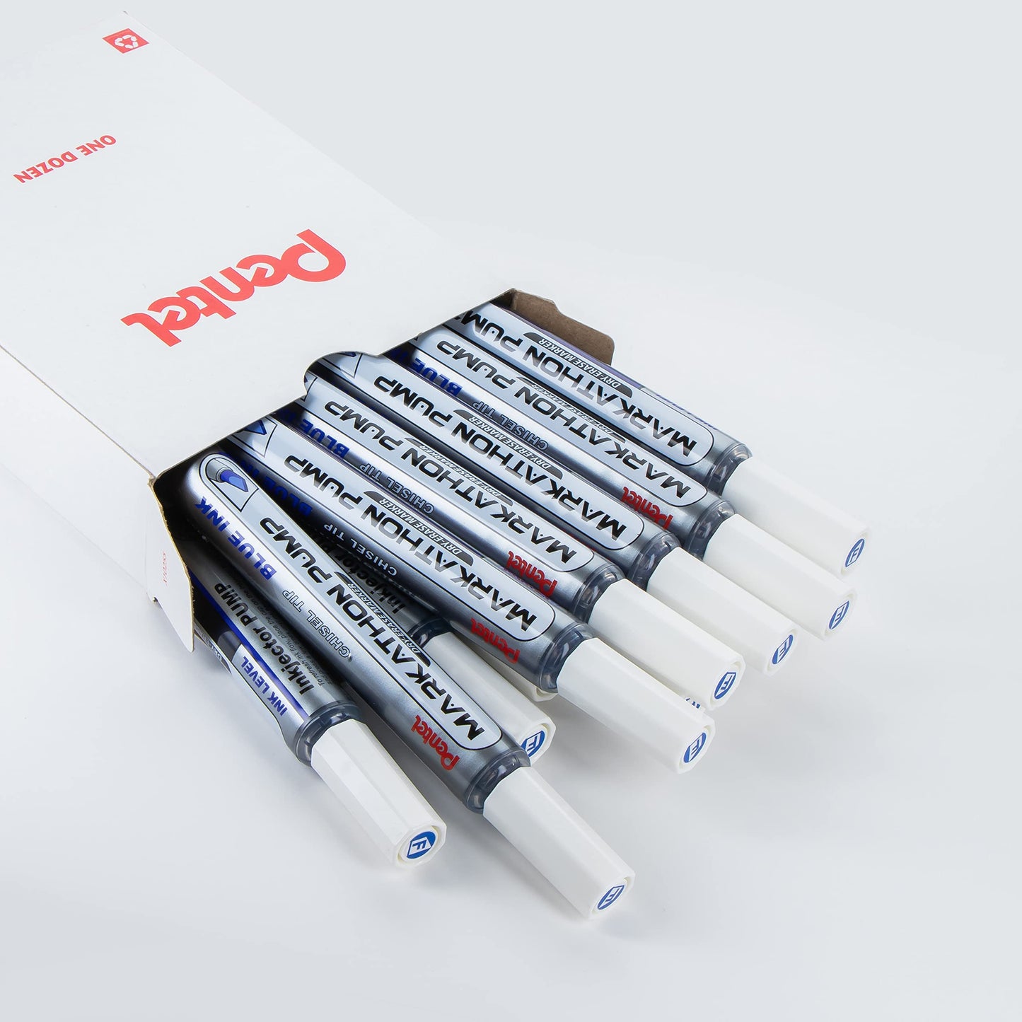 Pentel Markathon Pump Dry Erase Marker, Chisel Tip, Blue Ink, 12 Pack (MWL6SX-C)