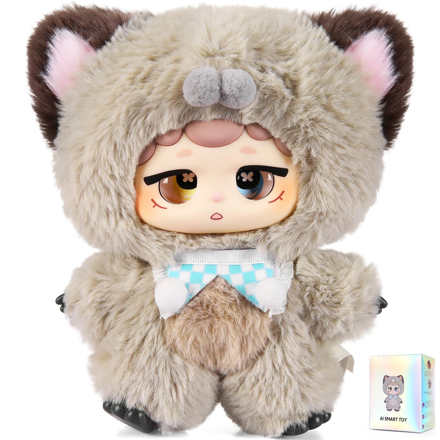 𝐀𝐈-𝐩𝐨𝐰𝐞𝐫𝐞𝐝 Plush Interactive Toy with Multiple Languages Switchable, Mini Communicatible Companion Bauble, Creative Simulated Rechargeable Doll Plaything for Kids Children Ages 3+ (8" High)