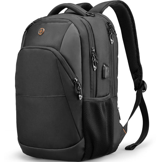 Swissdigital Design Travel Laptop Backpack, College Laptops Backpack with USB Charging Port for Men and Women Fits 16 Inch Notebook, Black | SD1670-01