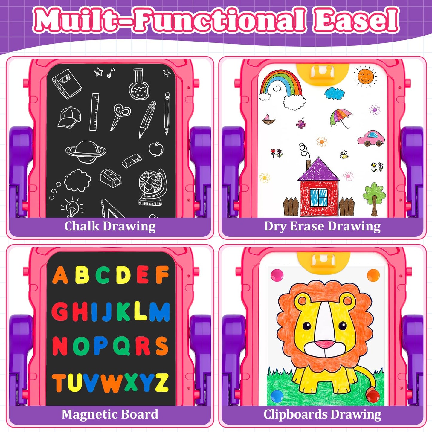 Easel for Kids Chalkboard,Toddler Toys for 3+ 4 5 Year Old Girl Gifts,Double Sided Magnetic Kid Art Ease,Drawing Painting Board,Toddler Easel Learning Toys for 3+ 4 5 Girl Birthday Gifts