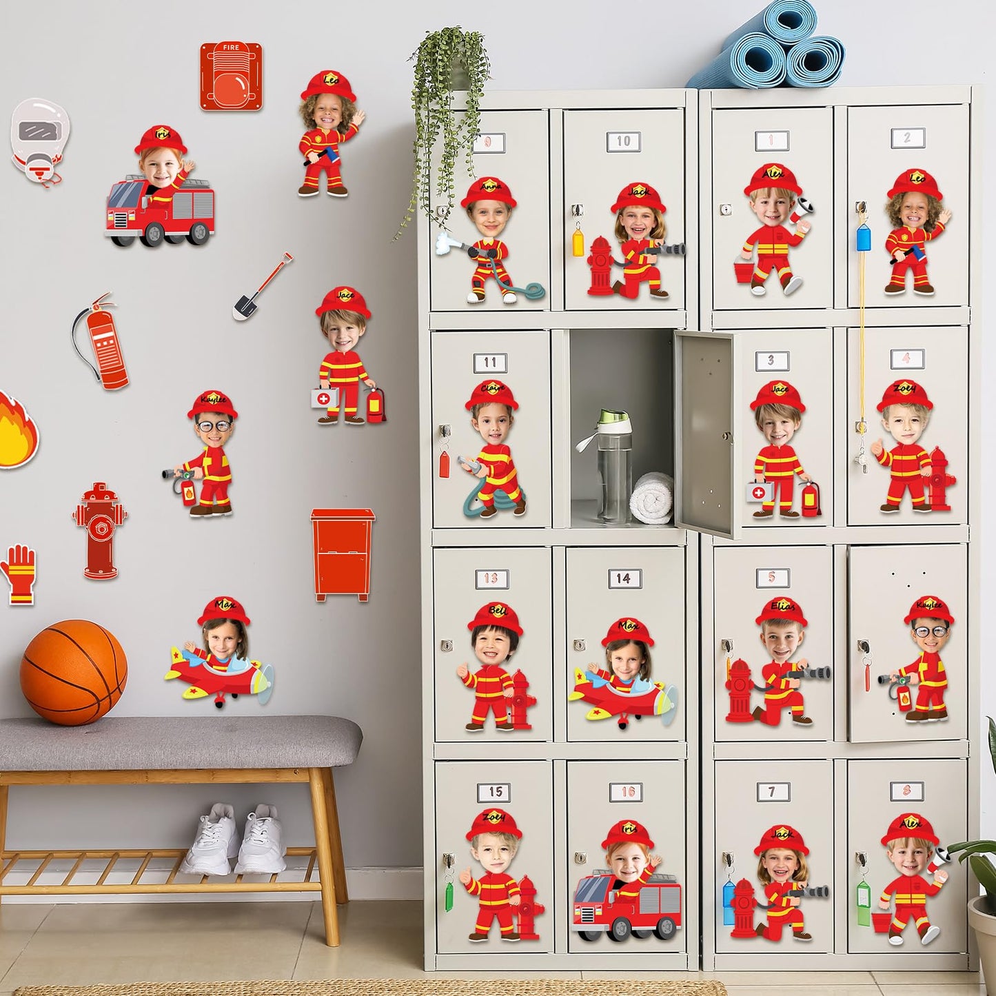 60pcs Firefighter Cutouts Fire Truck Bulletin Board Decorations Fireman Theme Paper Cut-Outs Classroom Decorations for Boy Girl Classroom DIY Craft Photo Kindergarten Preschool Wall Door Supplies
