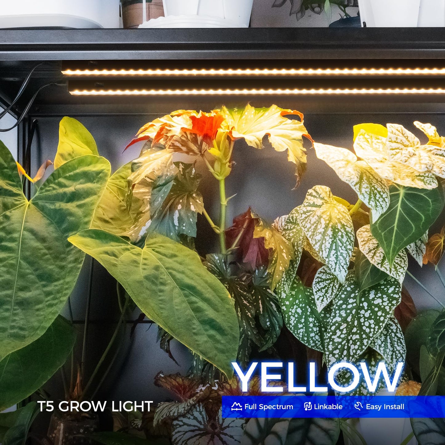 Barrina T5 Grow Lights for Indoor Plants, 128W, 3FT, Aluminum, Yellow, Model NL16, 8 Packs, Linkable with Magnetic Bar