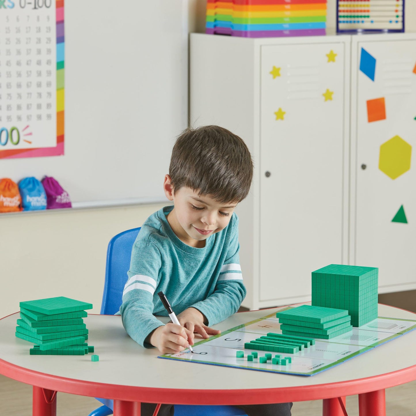 hand2mind Foam Base Ten Blocks Activity Set, Place Value Manipulatives, Base 10 Blocks for Math, Counting Cubes, Math Manipulatives 1st Grade, Small Group Classroom Must Haves (133 Pieces)