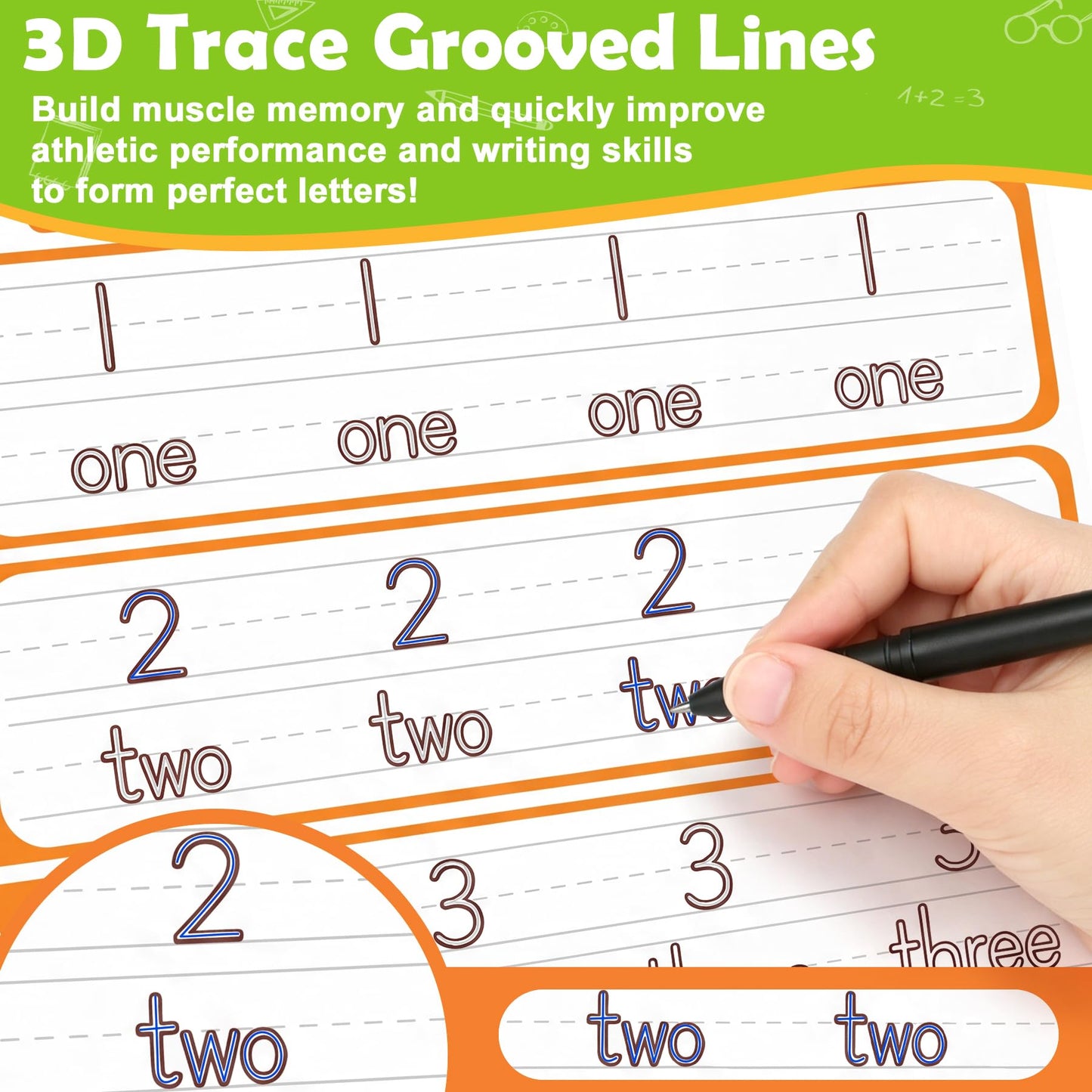 Magic Grooved Writing Practice for Kids Age 3-5, Reusable Grooved Handwriting Practice Kindergarten Workbooks for Kids Ages 3-8, Preschool Learning Activities, Tracing Books Gifts for Boys Girls