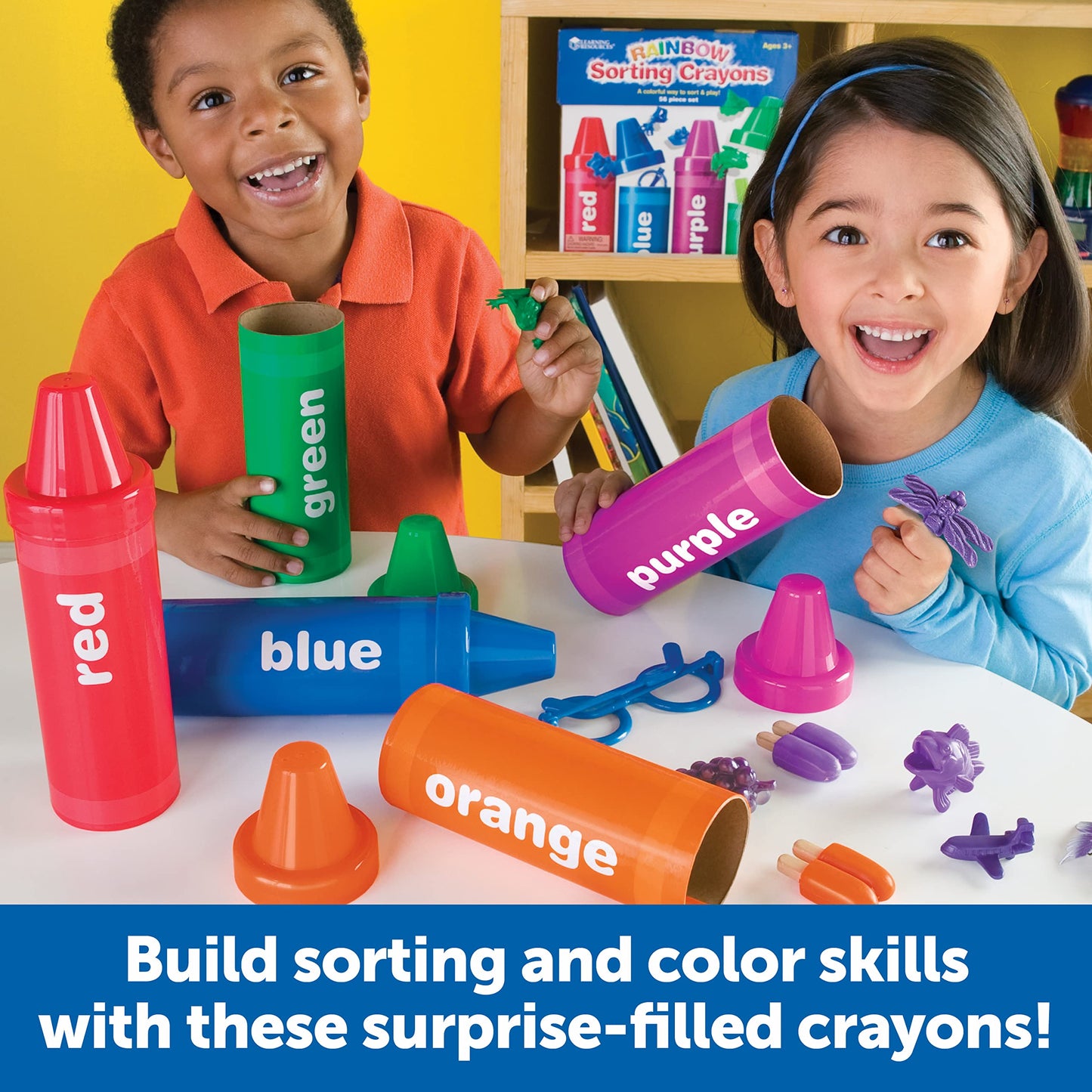 Learning Resources Rainbow Sorting Crayons - Toddler Gifts, Toddler Accessories, Jumbo Stacking Toys, Fine Motor Skills, Classroom And Preschool Activities, Montessori