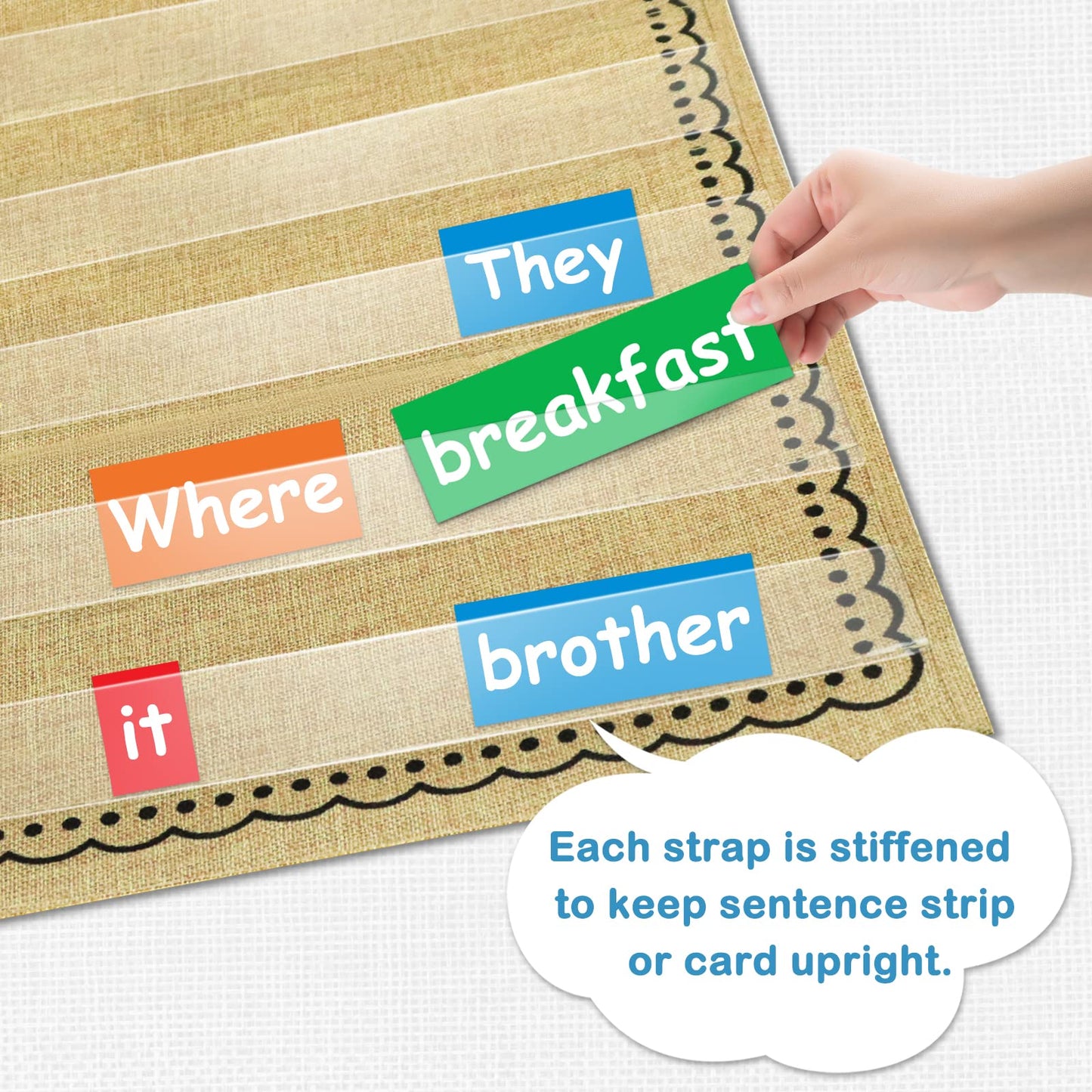 EAMAY Standard Pocket Charts, Clear 10 Pocket Chart for Teacher Lessons in a Classroom or Home Use – Fits Standard 3” Sentence Strips and Word Cards, Brown