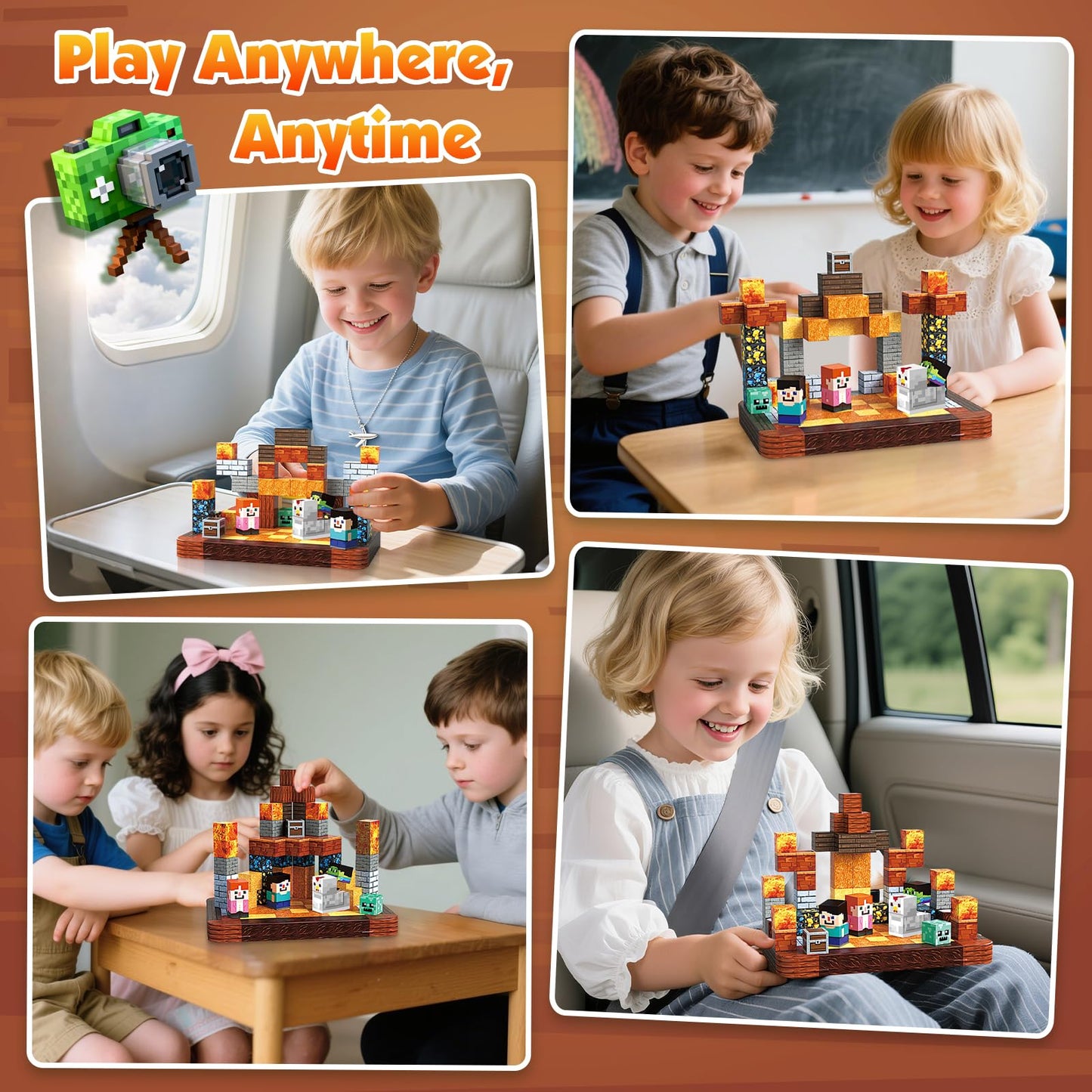 Mini Magnetic Blocks with Magnet Box - 60PCS Magnetic Building Blocks for Kids Ages 4-8, Magnet Block Travel Toys, Magnetic Cubes STEM Stacking Toy, Easter Birthday Gifts for Boys & Girls 3 4 5 6+
