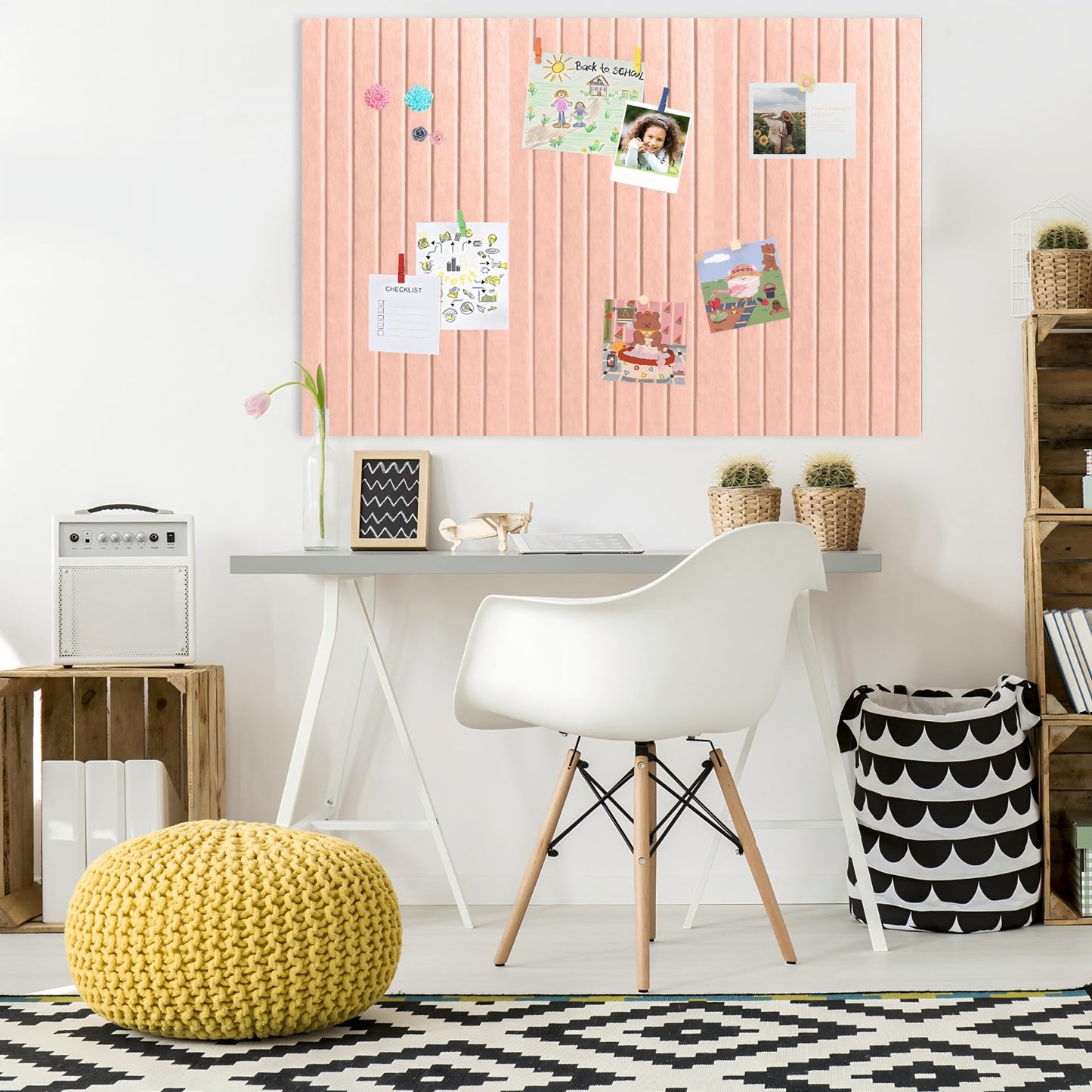 Yunihome Cork Board for Walls 36" x 24", 6 Pack Felt Bulletin Board Wall Tiles with 30 Push Pins for Home Kitchen School Office Wall DIY Decorative