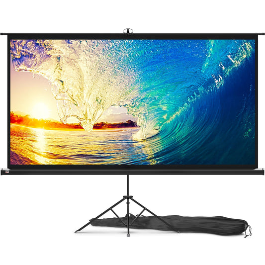 PropVue Projector Screen with Stand 100 inch - Indoor and Outdoor Projection Screen for Movie or Office Presentation - Adjustable from 16:9 to 4:3 HD Premium Wrinkle-Free Tripod Screen