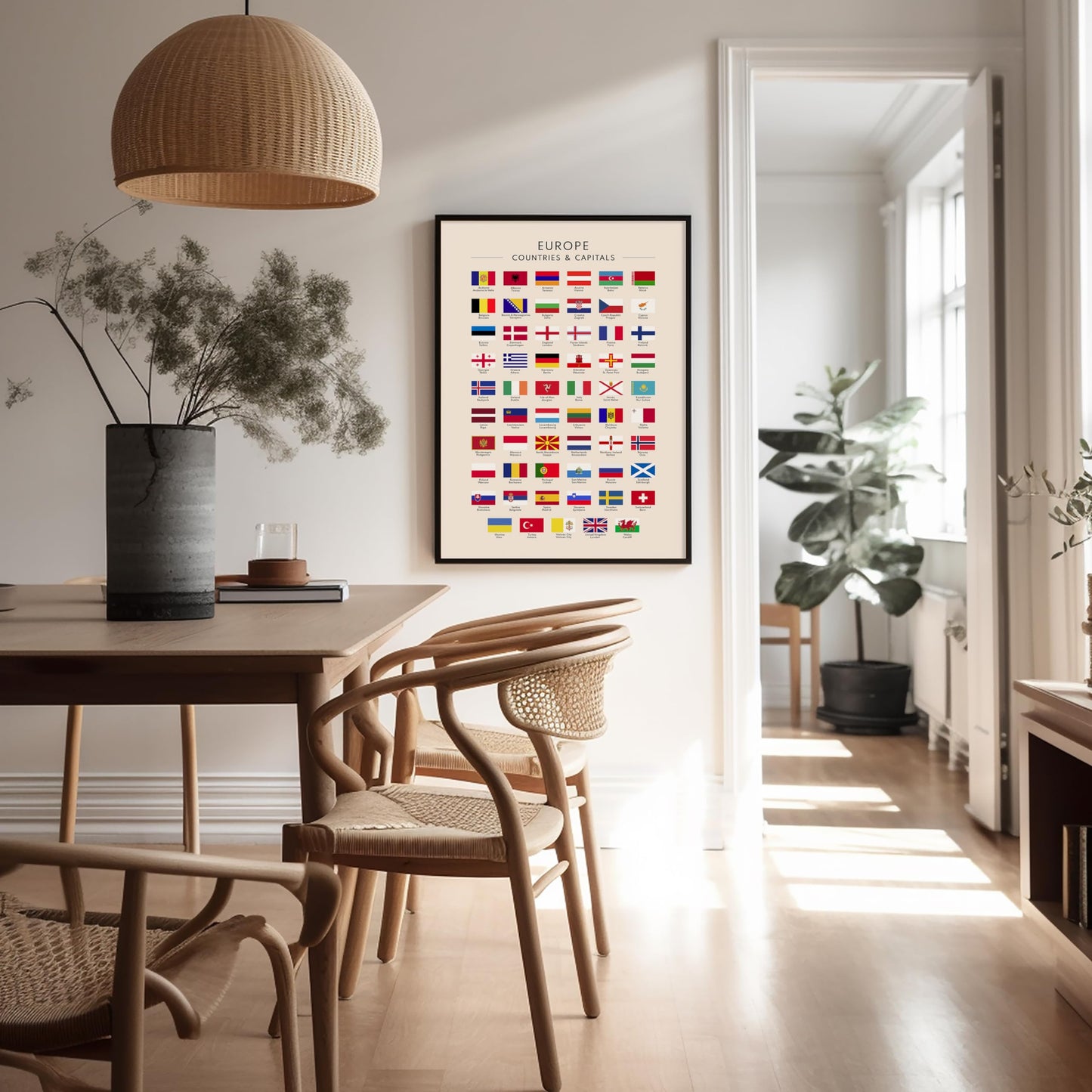Poster Master Flags of Europe Poster - European Countries & Capitals Print - Learning Materials Art - Gift for Student & Teacher - Wall Decor for School, Classroom or Library - 8x10 UNFRAMED Wall Art