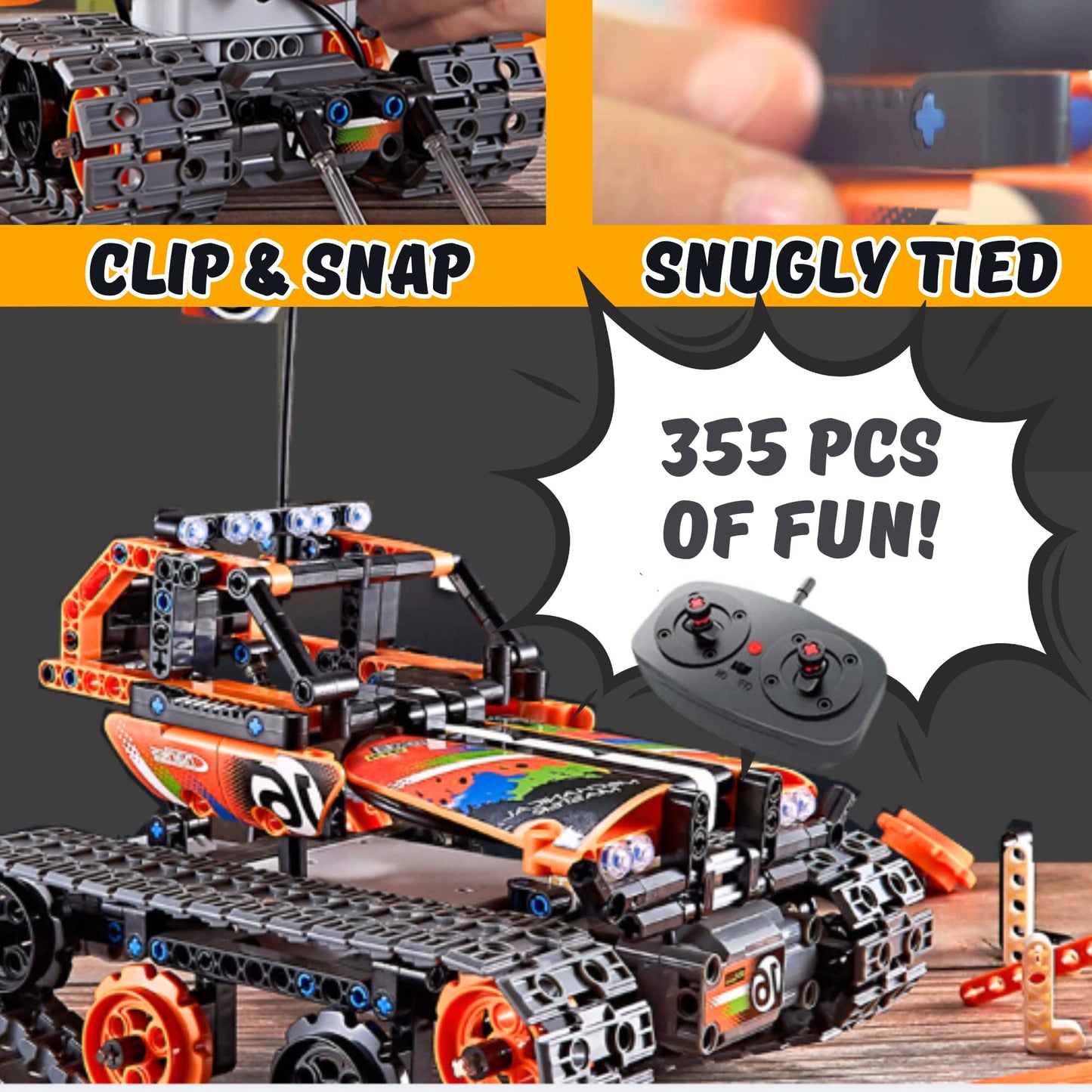 Kididdo Remote Control Car Building Toys for Boys Age 8-12 Fun STEM Robot Kit Cool Birthday Gifts for 8 to 14 Years Old Boys 3-in-1 Building Blocks RC Cars Kit to Build a Robot or Car