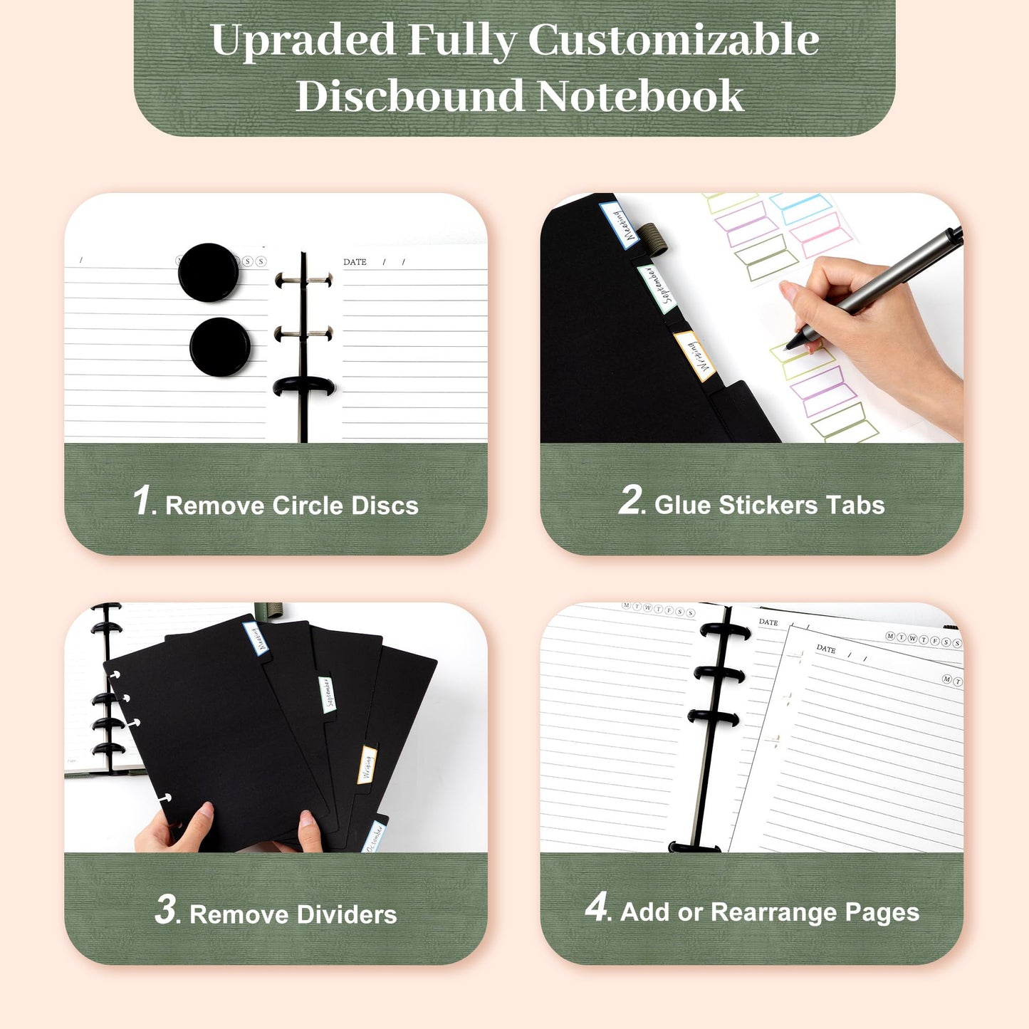 Yoment Discbound Lined Refills for 8.58 x 11 Hardcover Notebook, Spiral Journal Notebook for Office Work Meeting Planner, for School Students Class Notes, Large