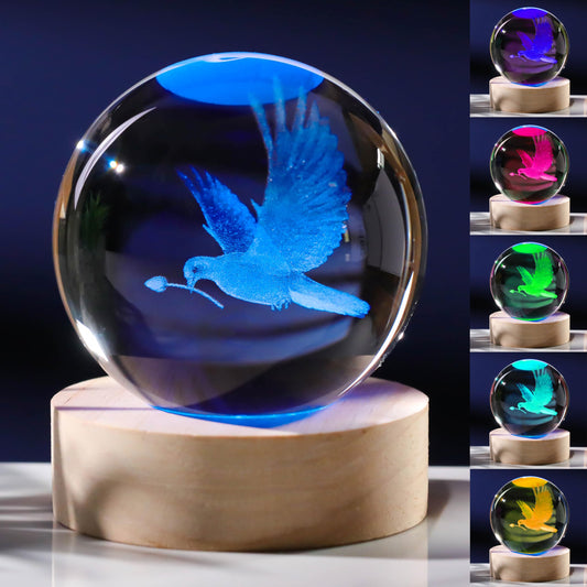 3D Dove Gifts for Women - Crystals Ball 60mm Glass Animals Figurine - Birthday Gift for Best Friend, Lovers Keepsake Paperweight