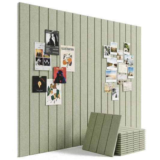 Aothia 12-Pack Felt Bulletin Board Tiles, 48x36 Modular Pin Board for Walls, 0.2" Thick Cork Board Alternative for Office & Classroom, 70 Adhesive Tabs & 40 Pushpins Included(Sage Green)