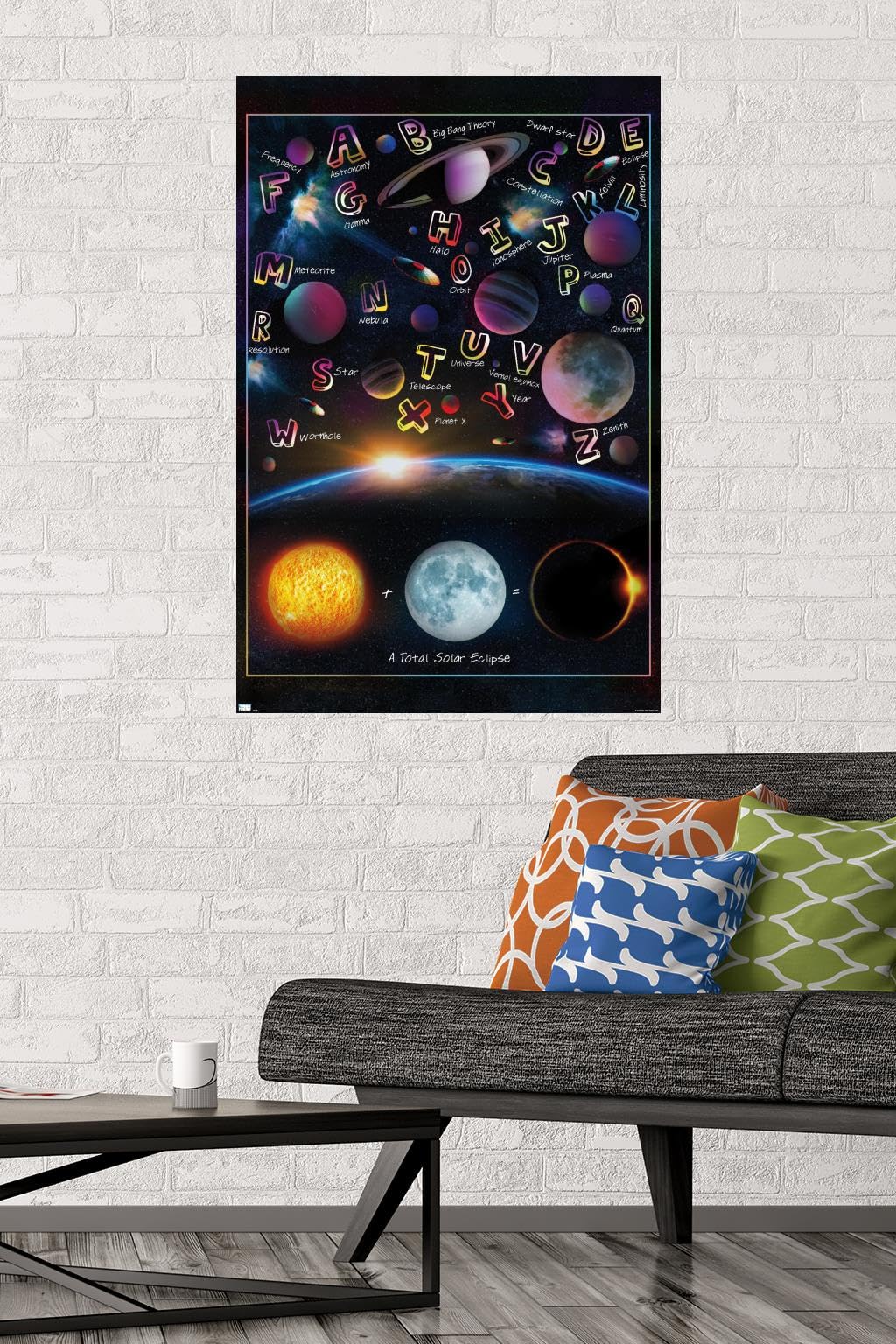 Trends International Ali Chris - The Solar System: Total Eclipse Letters Wall Poster, 34L x 22.4W, Premium Poster & Mount Bundle
