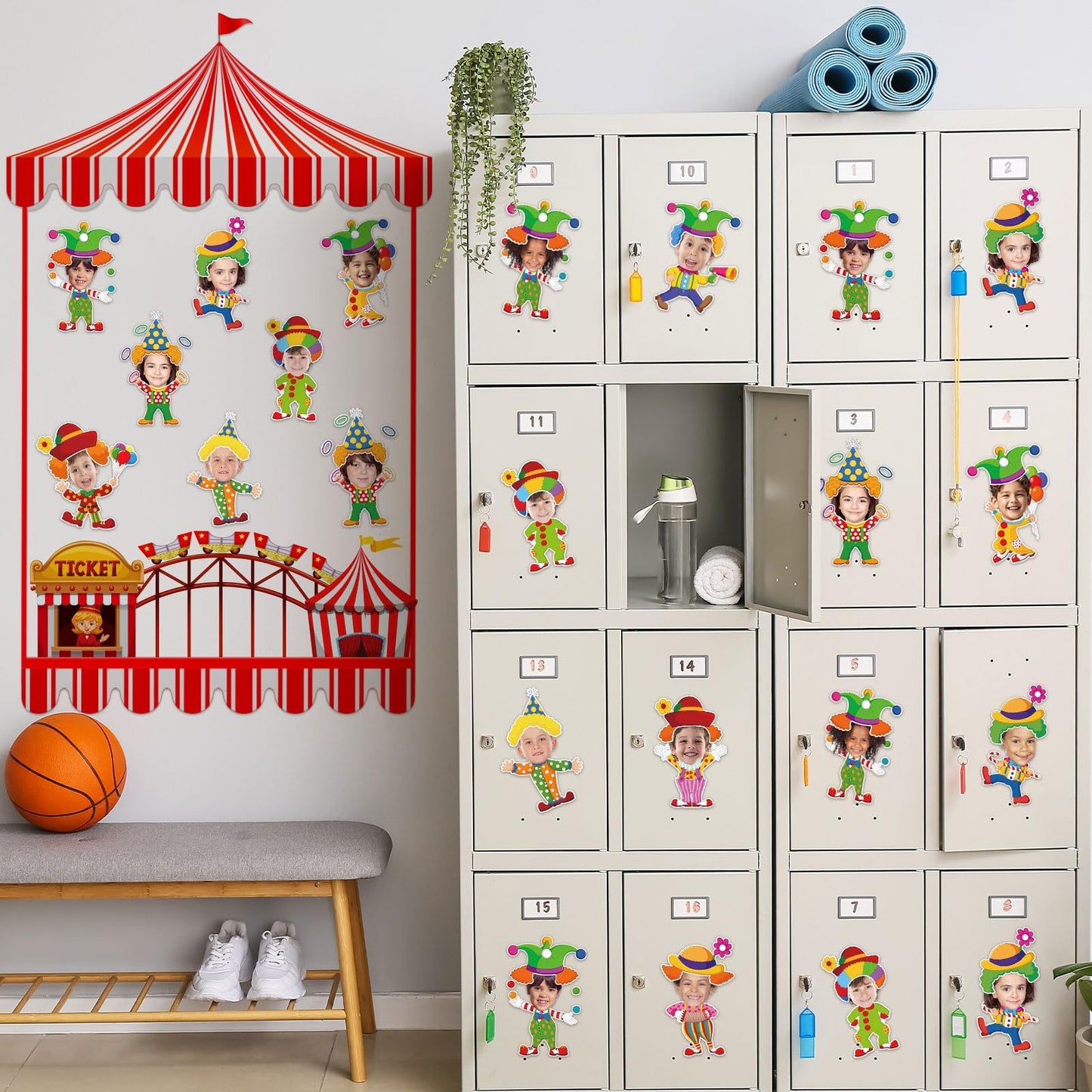60pcs Circus Theme Cutouts Clown Juggling Bulletin Board Decorations Carnival Circus Paper Cut-Outs Classroom Decor for Boys Girls Classroom DIY Crafts Photo Kindergarten Preschool Wall Door Supplies