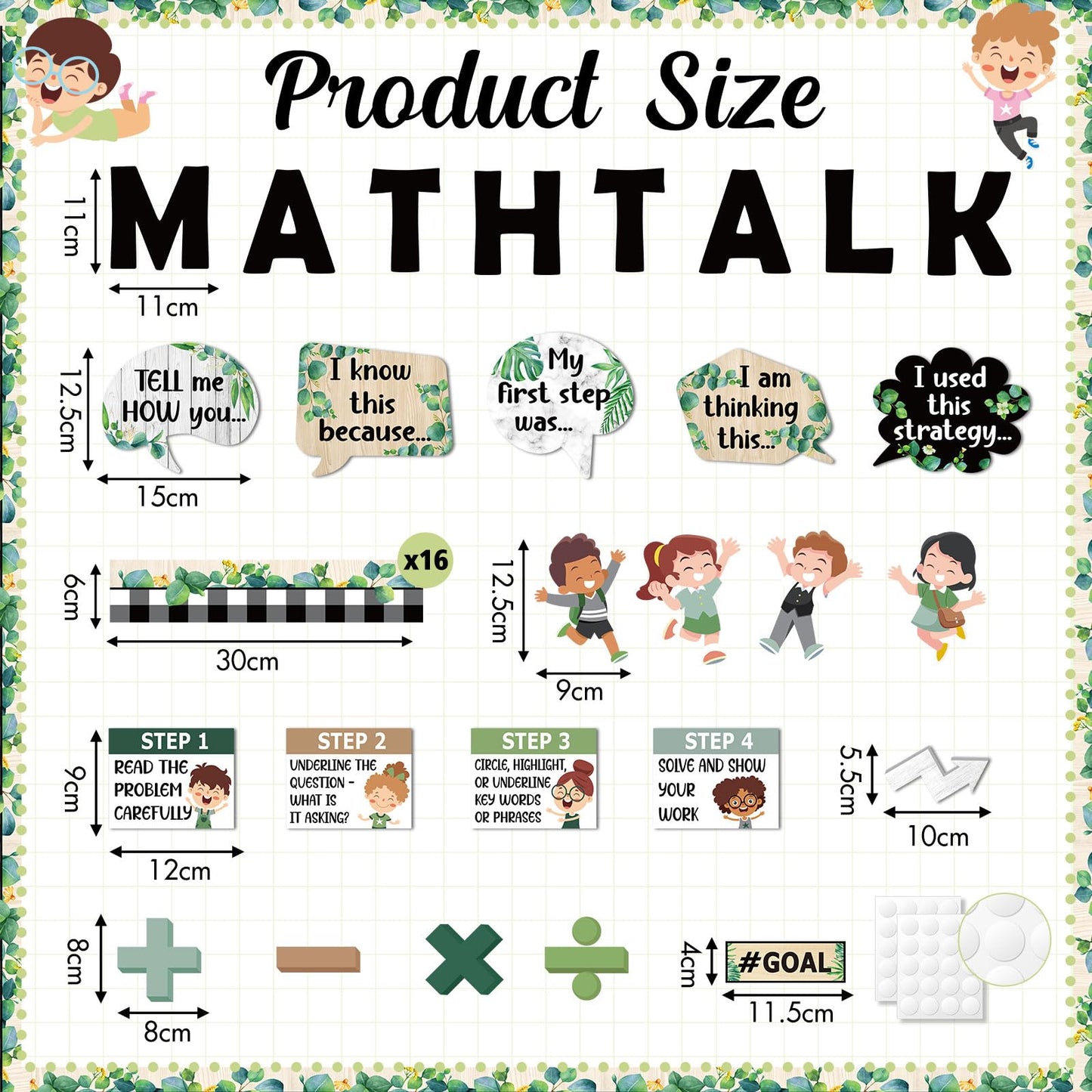 Pajean 85 Pcs Math Bulletin Board Set Math Posters Classroom Decorations for Elementary Middle High School Mathematics Education Posters Teacher Supplies(Plant)