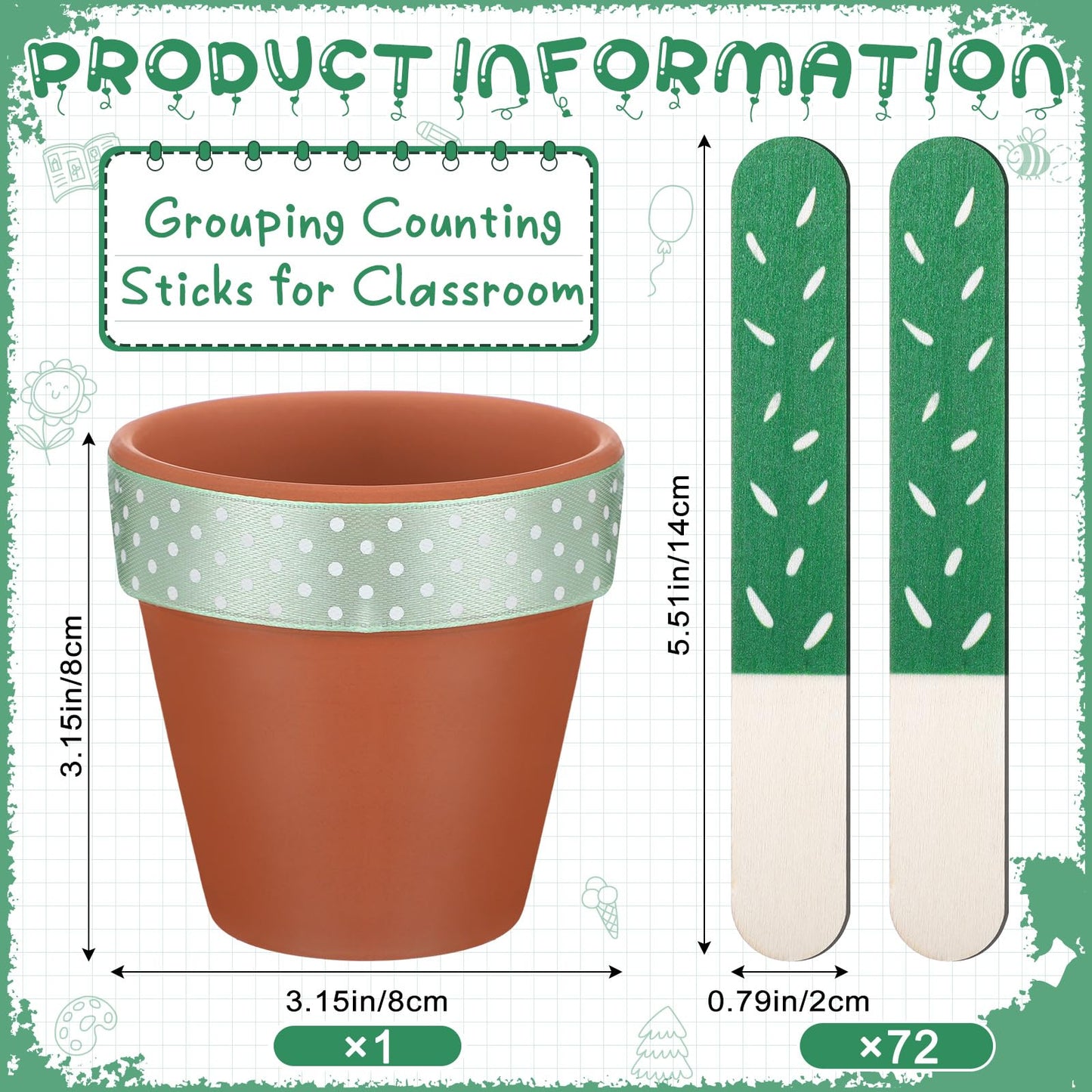Chunful 72 Flip Name Sticks with Storage Pot Talking Flip Name Stick Counting for Classroom Back to School Management Teacher Essential Student Grouping Tally Educational and Learning Supply(Classic)