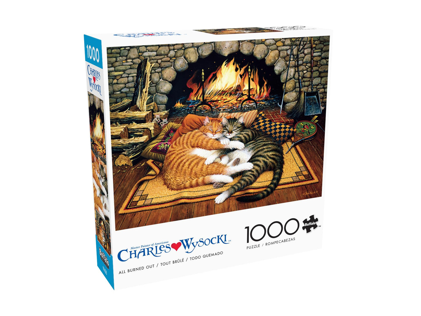 Buffalo Games Charles Wysocki - All Burned Out - 1000 Piece Jigsaw Puzzle, 26.75 x 19.75 in - 1000 Piece Puzzle for Adults - Relaxing Fireplace Scene - Bonus Poster