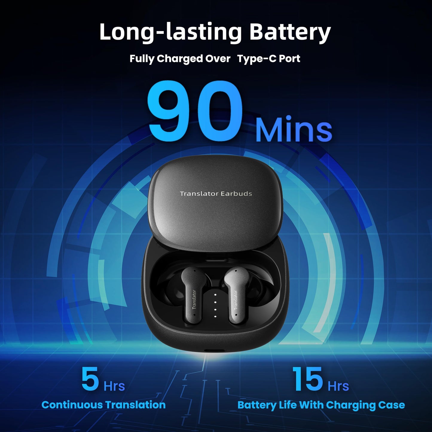 ANFIER Offline AI Translator Earbuds M3 Language Translator Device Translation Earbuds Real Time Support 144 Languages No Subscription Required (with Lifetime Free Offline Translation Black)
