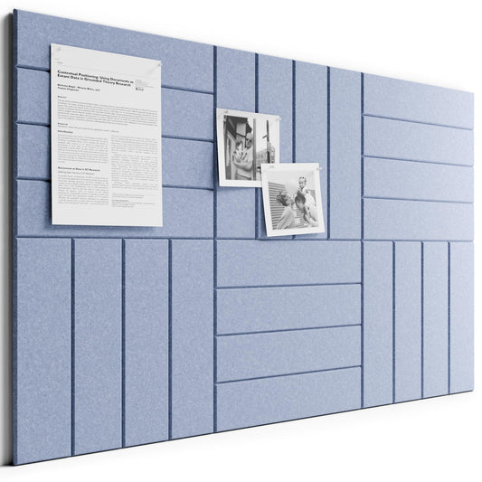 Bumusty Large Cork Board Alternative-36 x 24" Felt Bulletin Board Tiles, with 30 Pushpins, 40 Adhesive Tabs, Bold-Stripe 6-Pack, Cork Boards for Office Push Pin Board-Soft Periwinkle