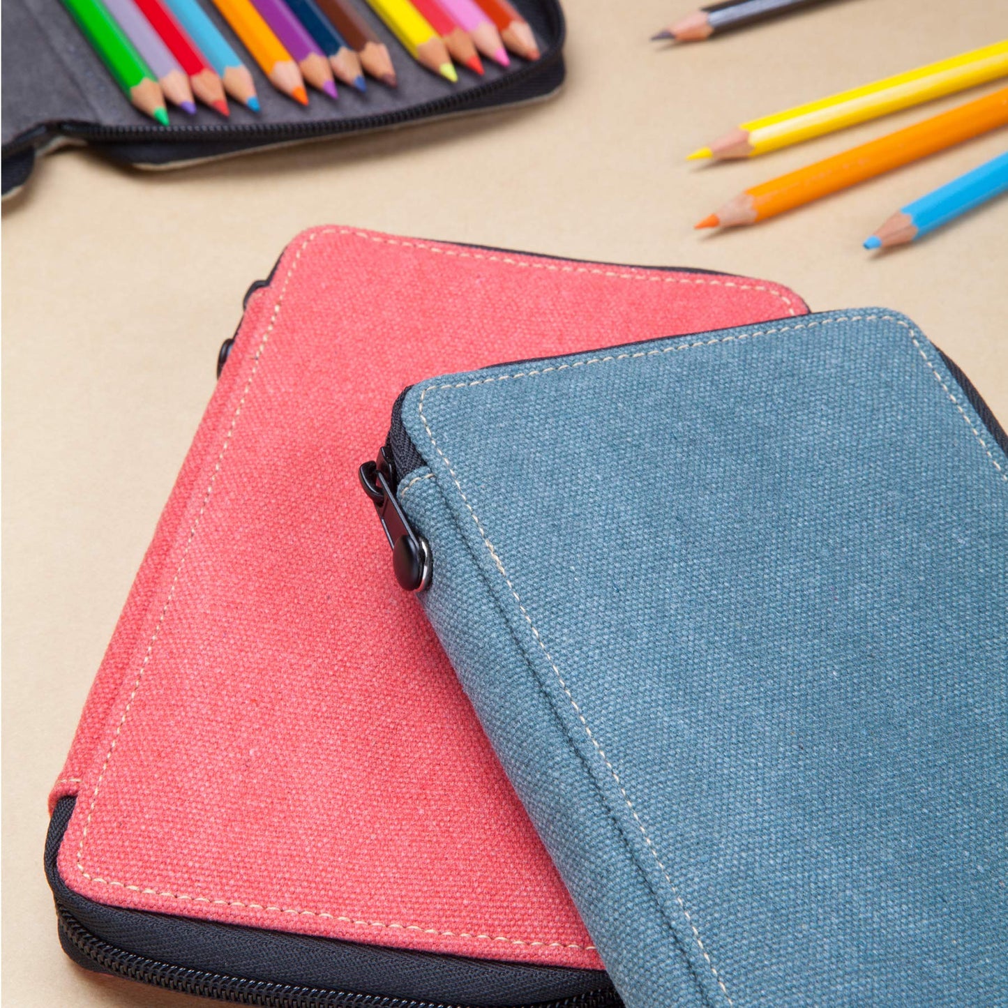 Speedball Art Products 258240 24 Pencil Storage Canvas Pencil Case, Steel Blue
