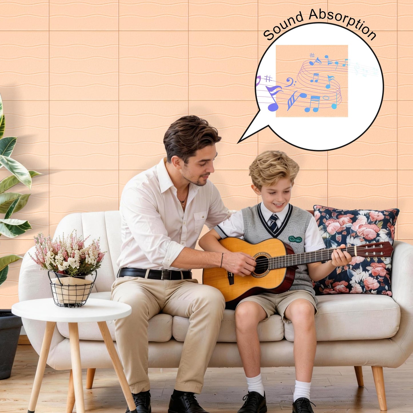 AKONEGE Felt Bulletin Board Tiles 12 Pack, 48" x 36" Cork Board Alternative, DIY Pin Board Wall Tiles for Photo Wall, Vision Board, Room & Home Office Decor, Stick-On with Adhesive Tabs, Peach Beige