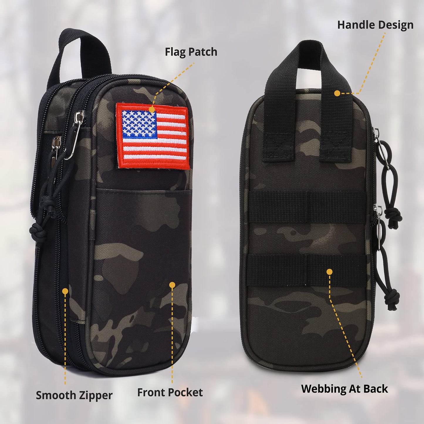 Pencil Case Big Capacity High Large Storage Tactical Small Tool Pouch Bag Marker Pen Case Stationery Bag Travel Holder School College Office Organizer for Kids Men Women Adult Teens (Camo-Black)