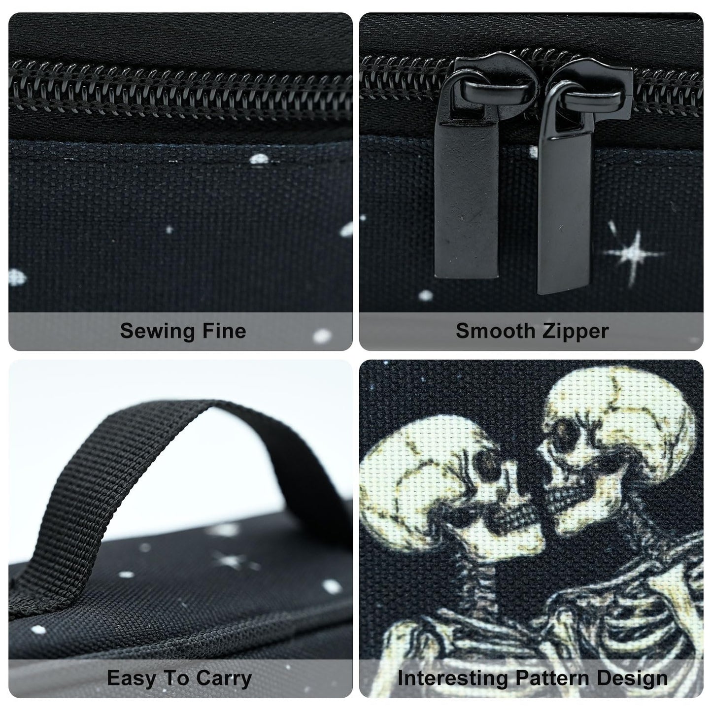 Betyiwling Skull Couple Pencil Case for Girls Boys Teen Large Capacity Portable Pencil Bag Pouch Box with Zipper School Supplies Stationery Storage Organizer for Back to School